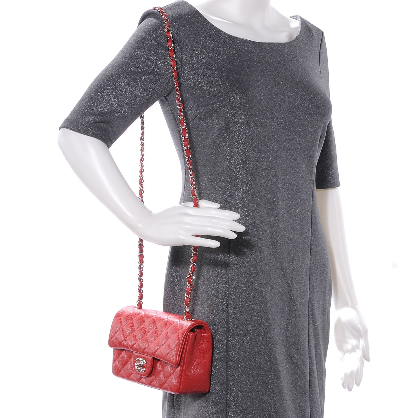Caviar Quilted Mini Flap Red