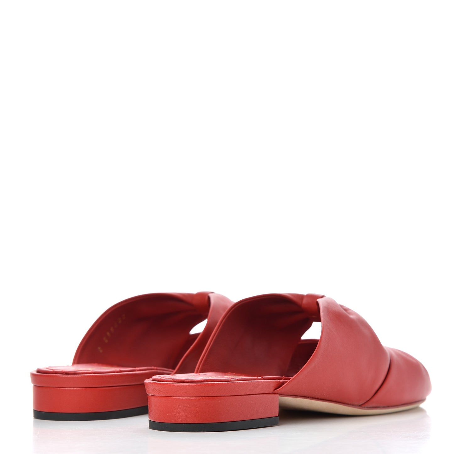 Lambskin Pearl Bow CC Flat Sandals 37 Red