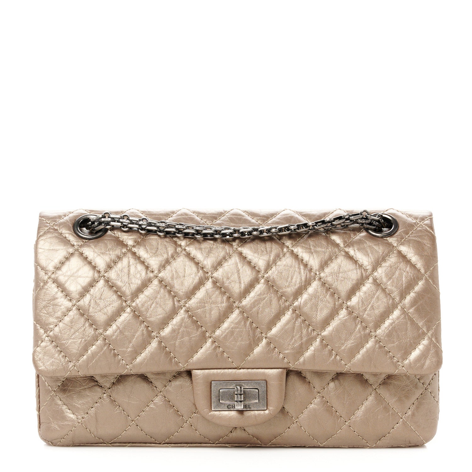 Chanel Metallic Aged Calfskin Quilted 2.55 Reissue 225 Flap Dark Gold 1 of 13