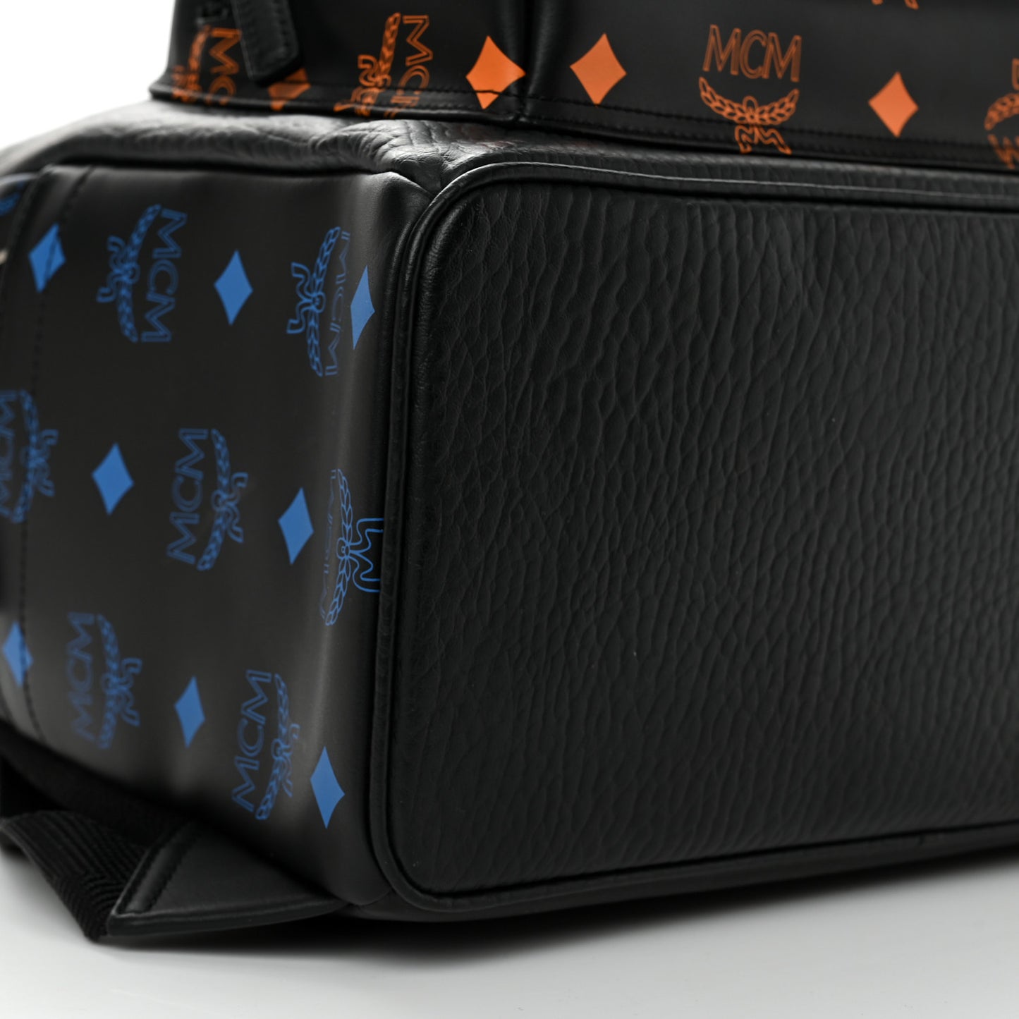 Grained Calfskin Visetos Color Splash Medium Backpack Black Orange Blue