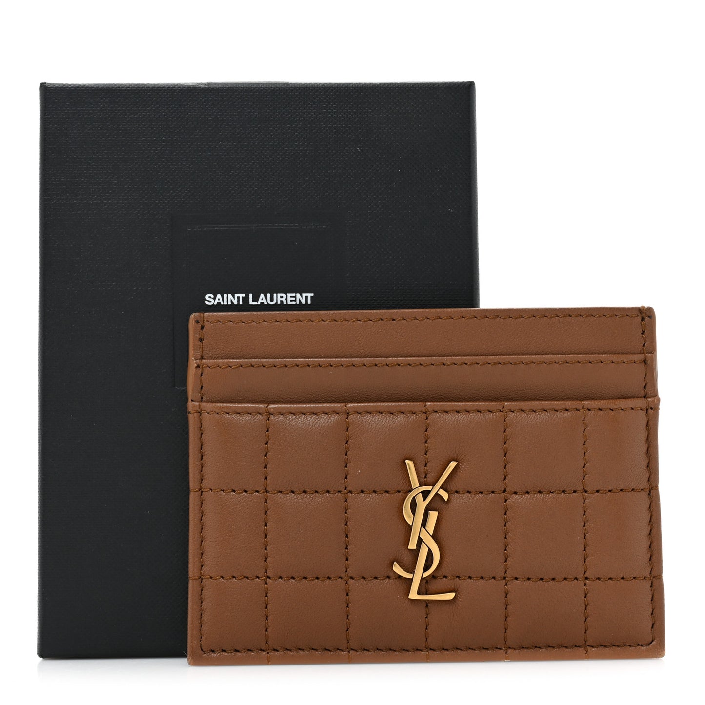Lambskin Quilted Cassandre Credit Card Case Fox