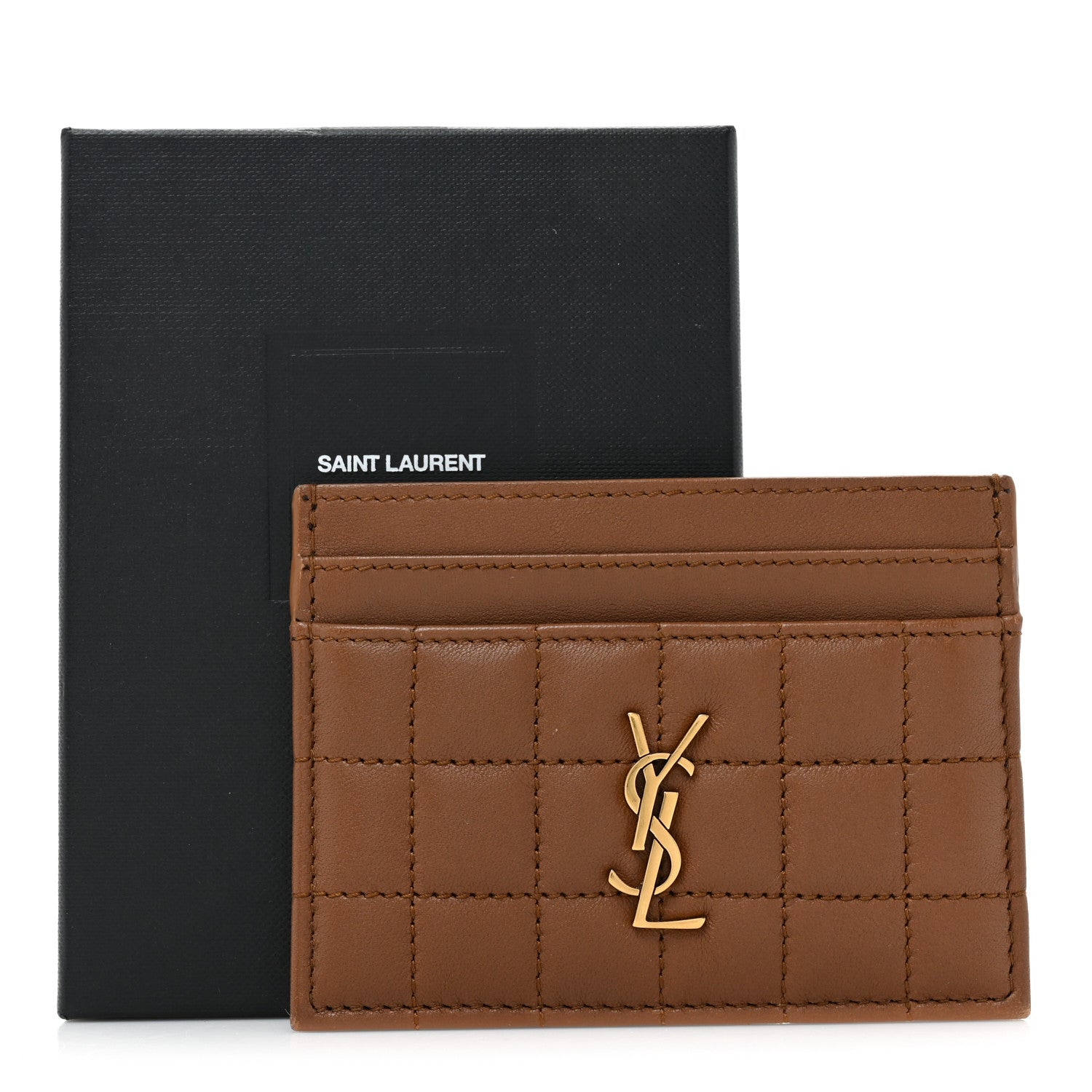 Saint Laurent Lambskin Quilted Cassandre Credit Card Case Fox 11 of 11