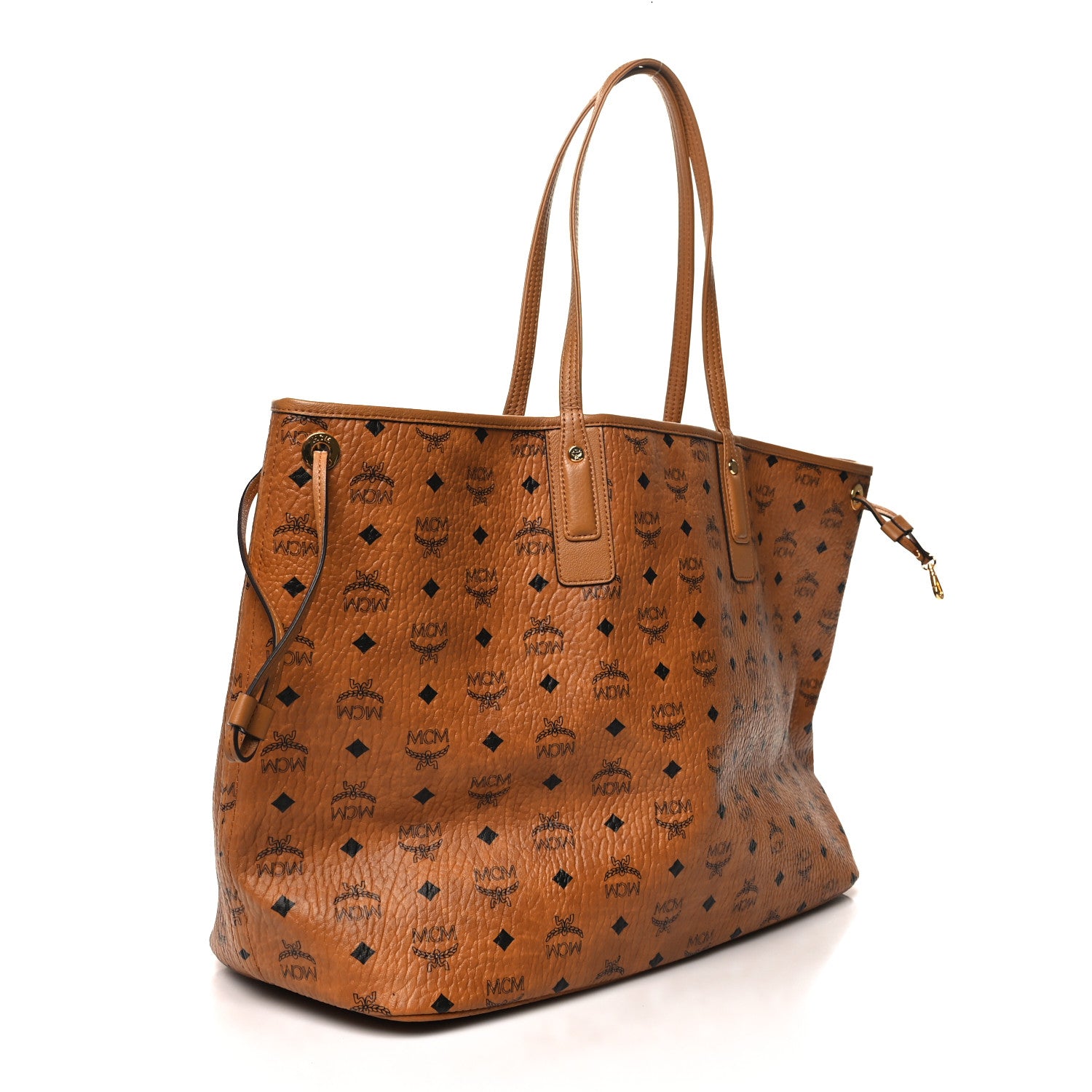 MCM Visetos Large Liz Reversible Shopper Tote Cognac 3 of 15