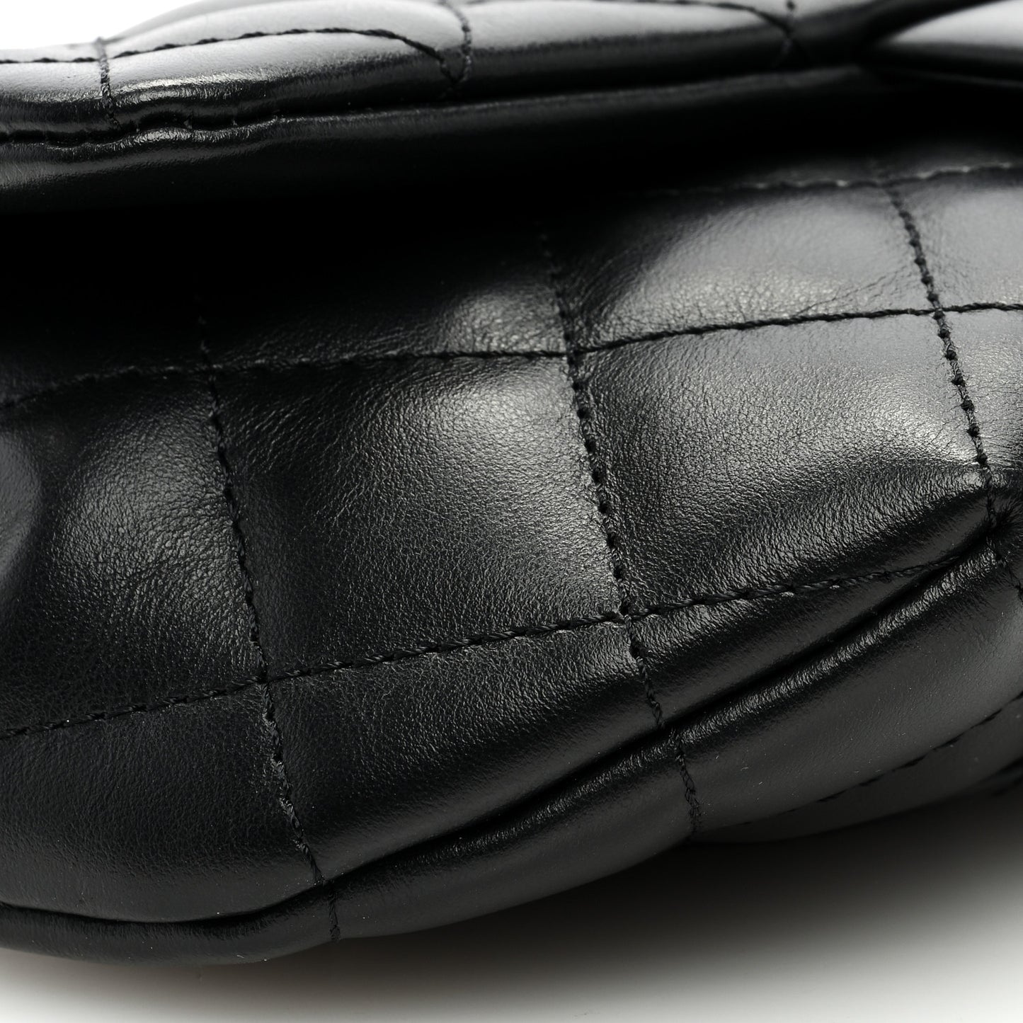 Calfskin Quilted CC Uniform Flap Belt Bag Black