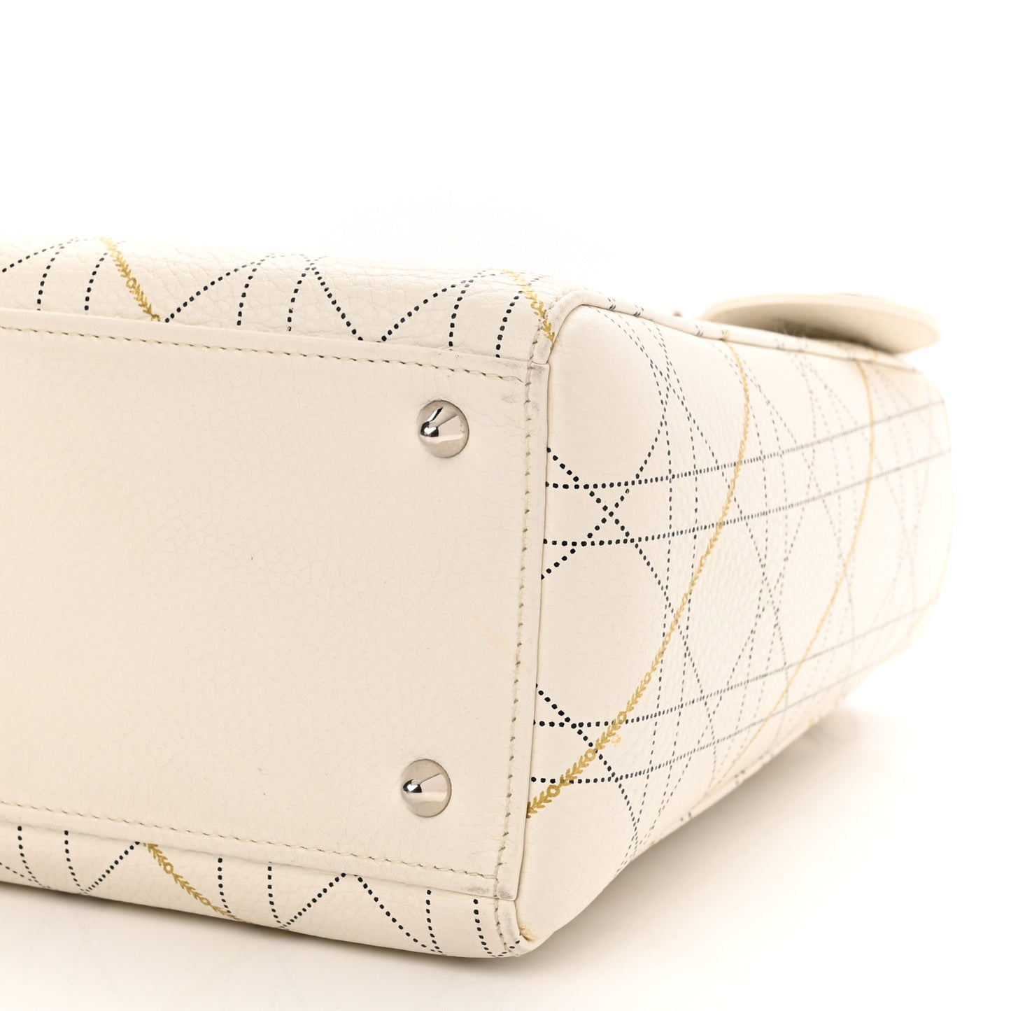 Calfskin Cannage Print Medium Lady Dior White