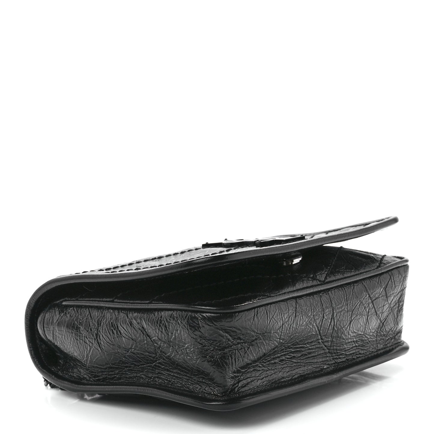 Crinkled Calfskin Matelasse Monogram Niki Chain Wallet Black