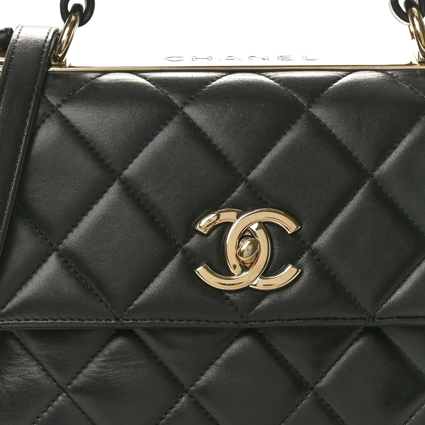 Lambskin Quilted Small Trendy CC Dual Handle Flap Bag Black