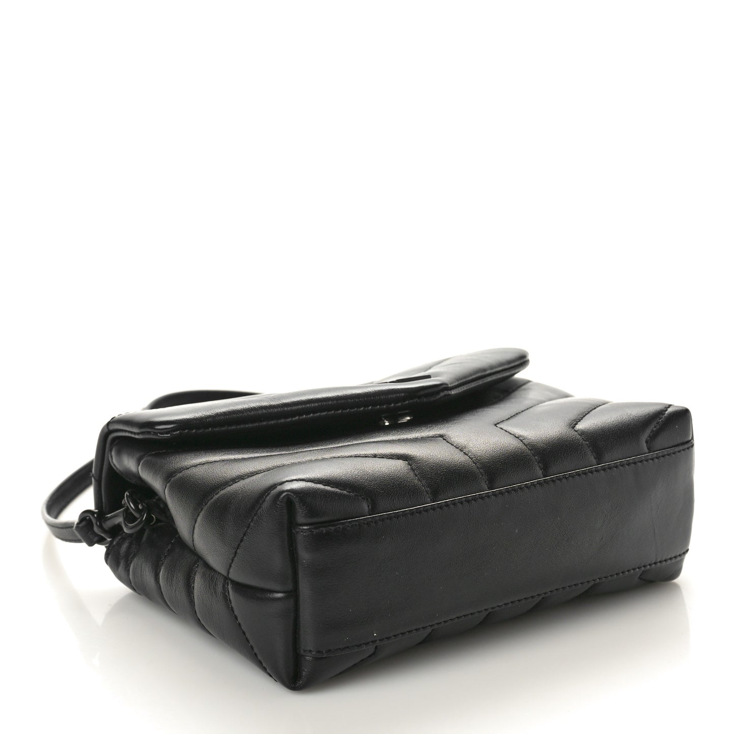 Calfskin Y Quilted Monogram Monochrome Toy Loulou Crossbody Bag Black