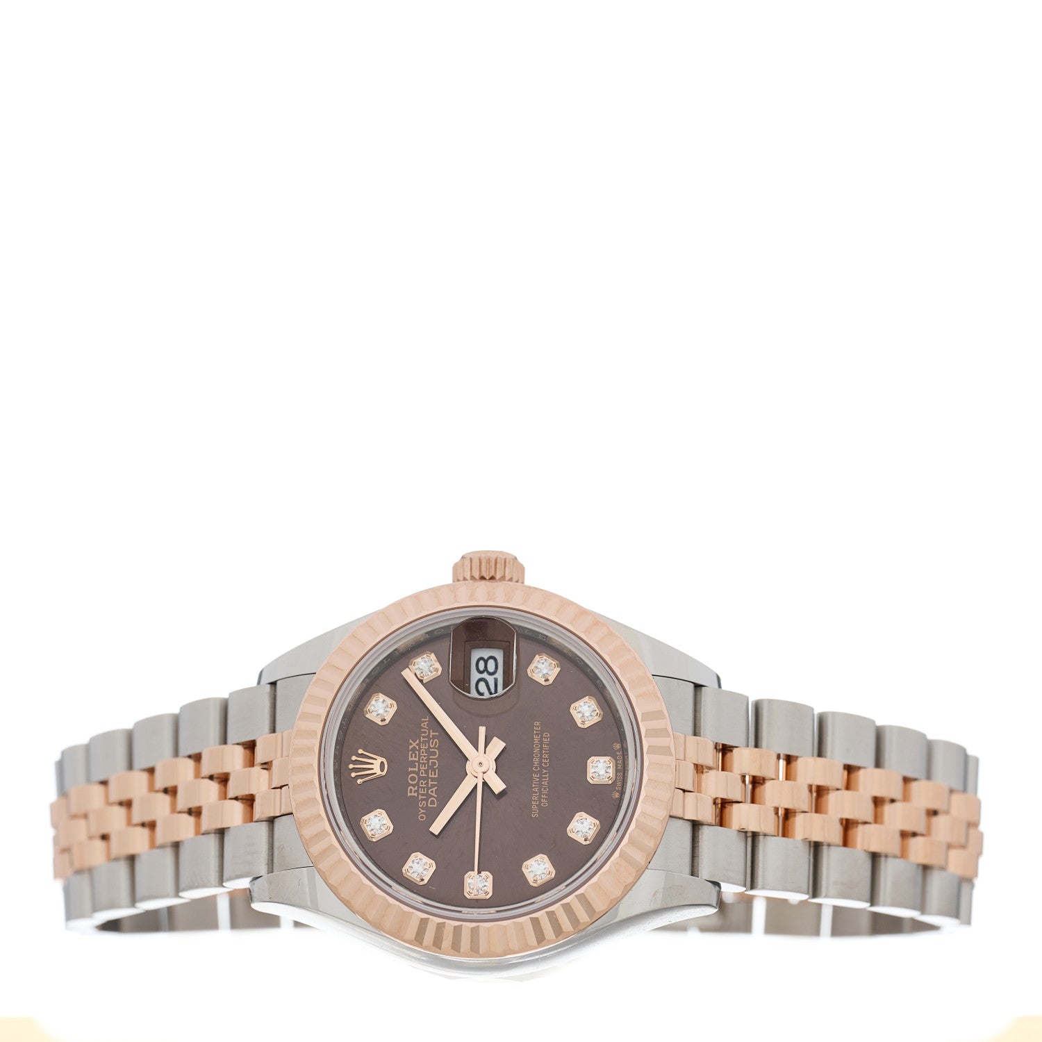 Rolex Stainless Steel 18K Everose Gold Diamond 28mm Oyster Perpetual Datejust Watch Chocolate 279171 2 of 4