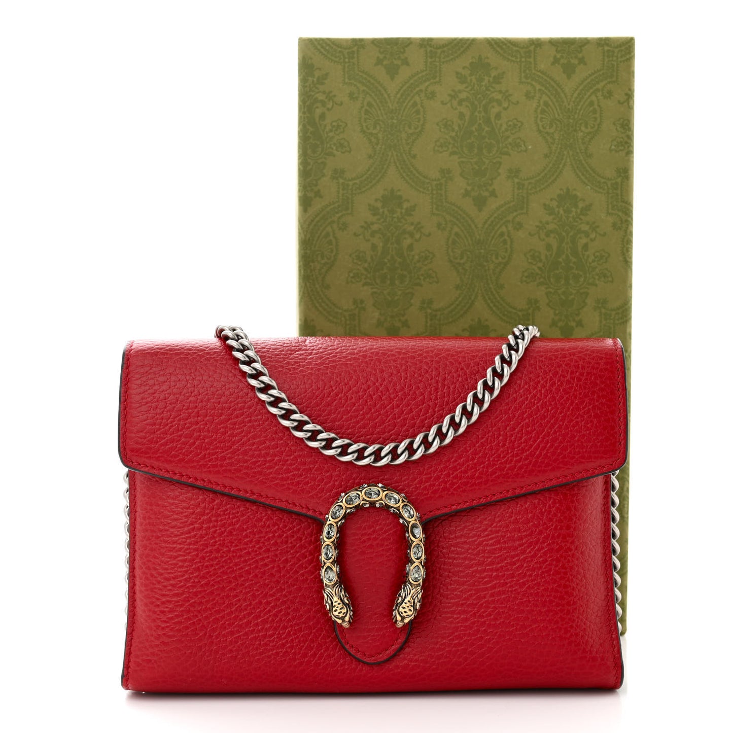 Calfskin Mini Dionysus Chain Wallet Hibiscus Red