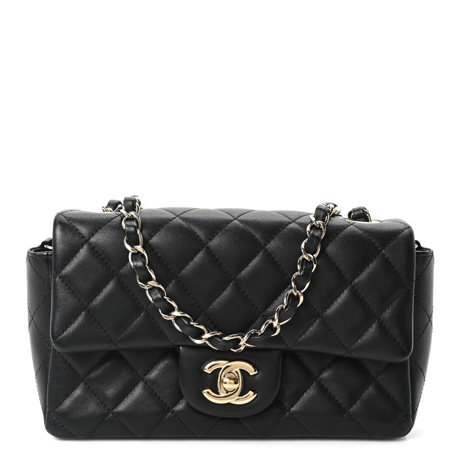 Chanel Lambskin Quilted Mini Rectangular Flap Black 1845666