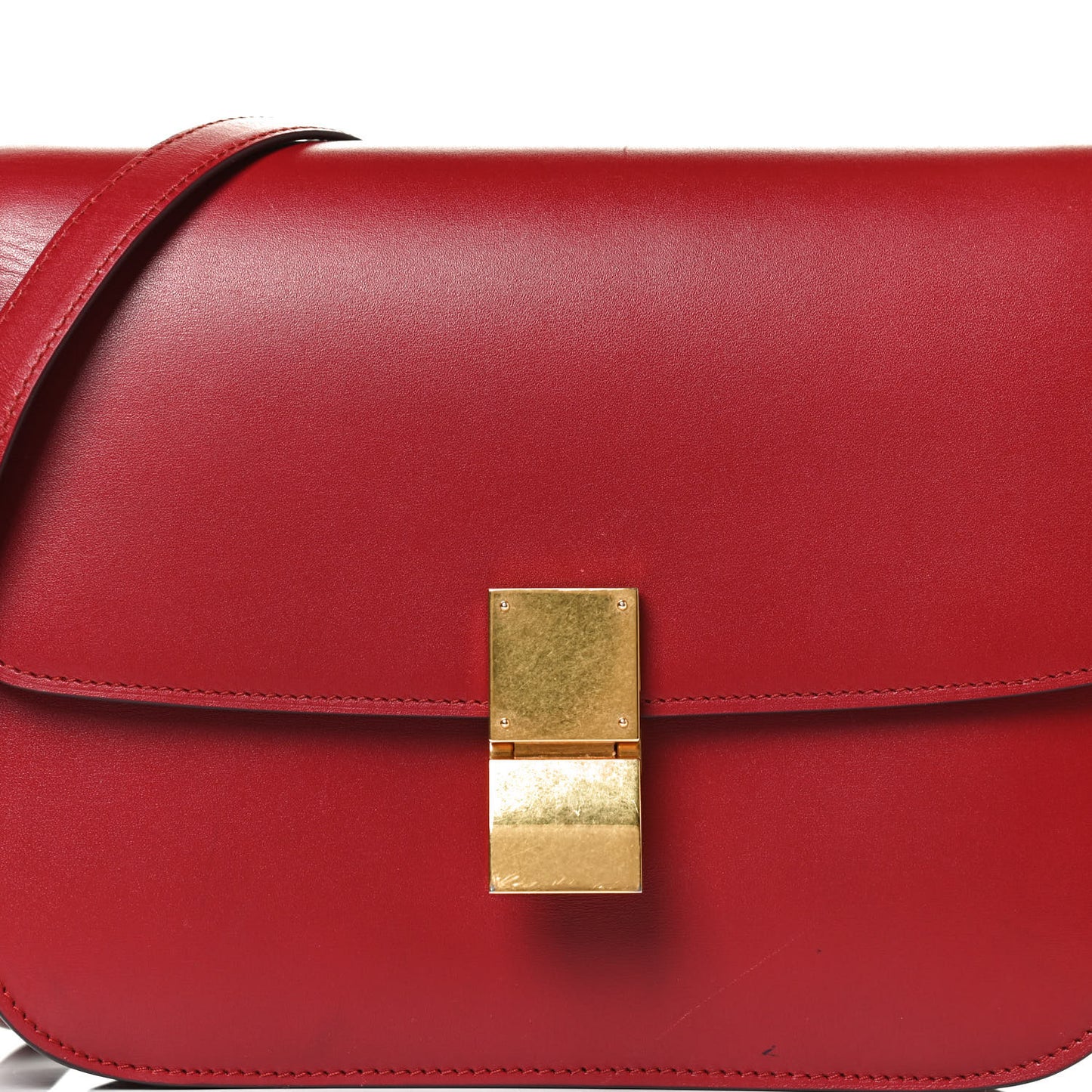 Box Calfskin Medium Classic Box Flap Bag Red