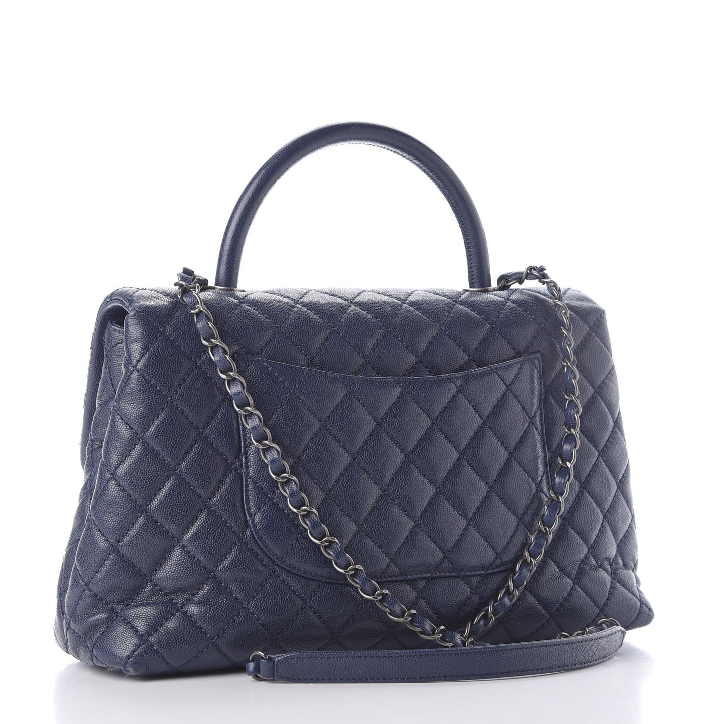 Caviar Quilted Medium Coco Handle Flap Navy Blue