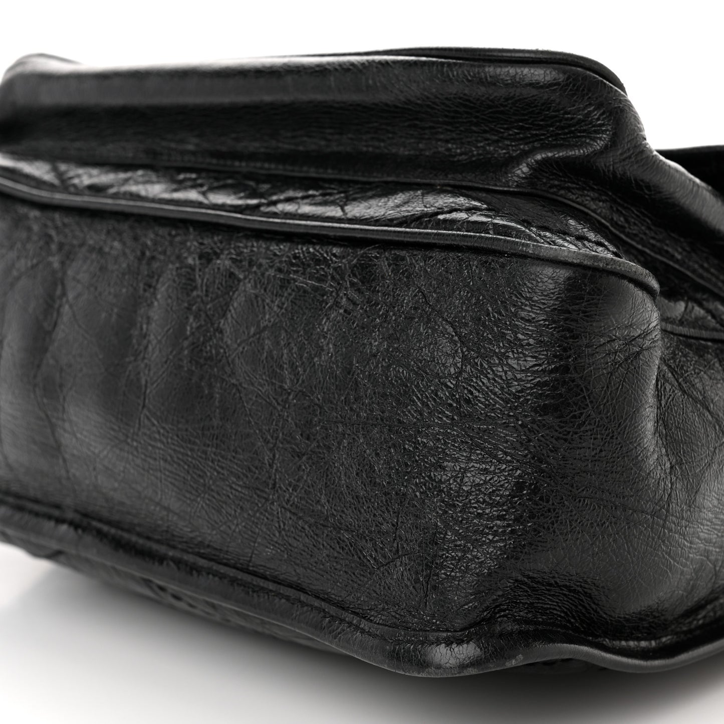 Crinkled Calfskin Matelasse Monogram Medium Niki Chain Satchel Black