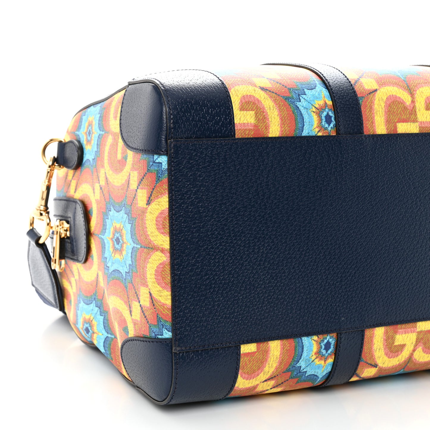GG Supreme Kaleidoscope Calfskin Script Logo Gucci 100 Carry-On Duffle Bag Blue Orange Multicolor Blue Agata
