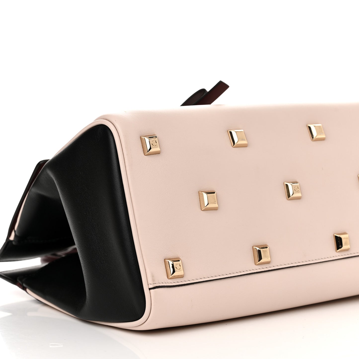 Calfskin Large Studio Bag Wine Bone Black