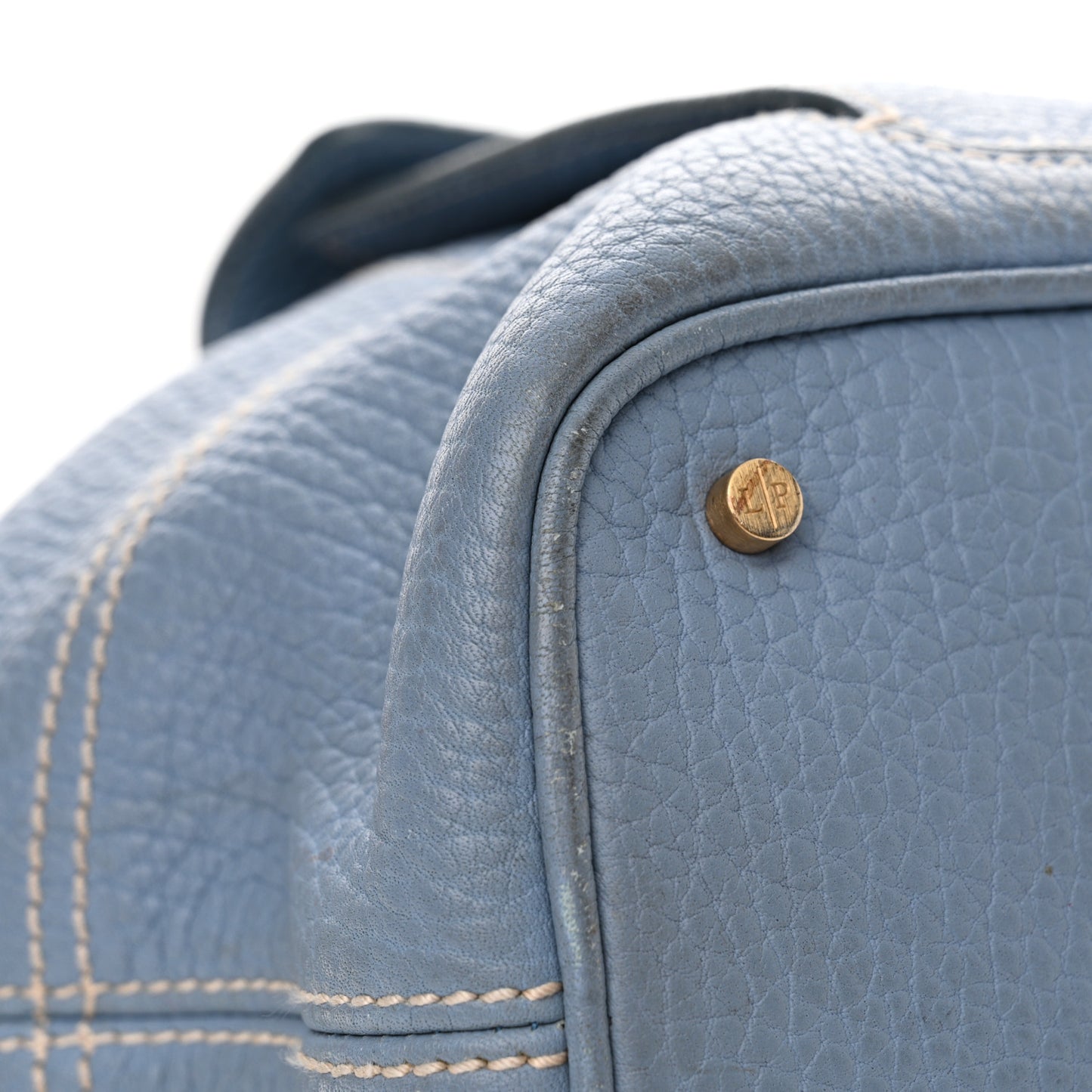 Grained Calfskin Globe Shoulder Bag Sky Blue