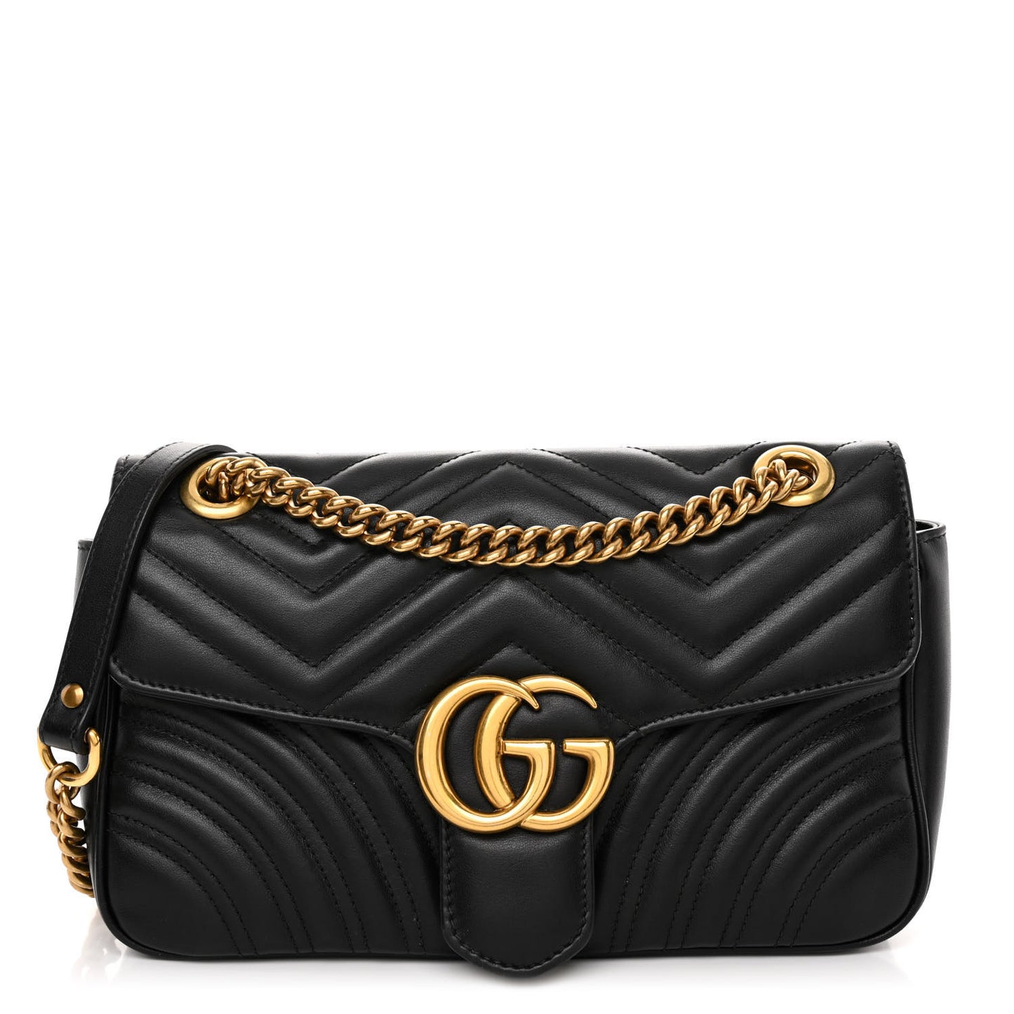 Calfskin Matelasse Small GG Marmont Shoulder Bag Black