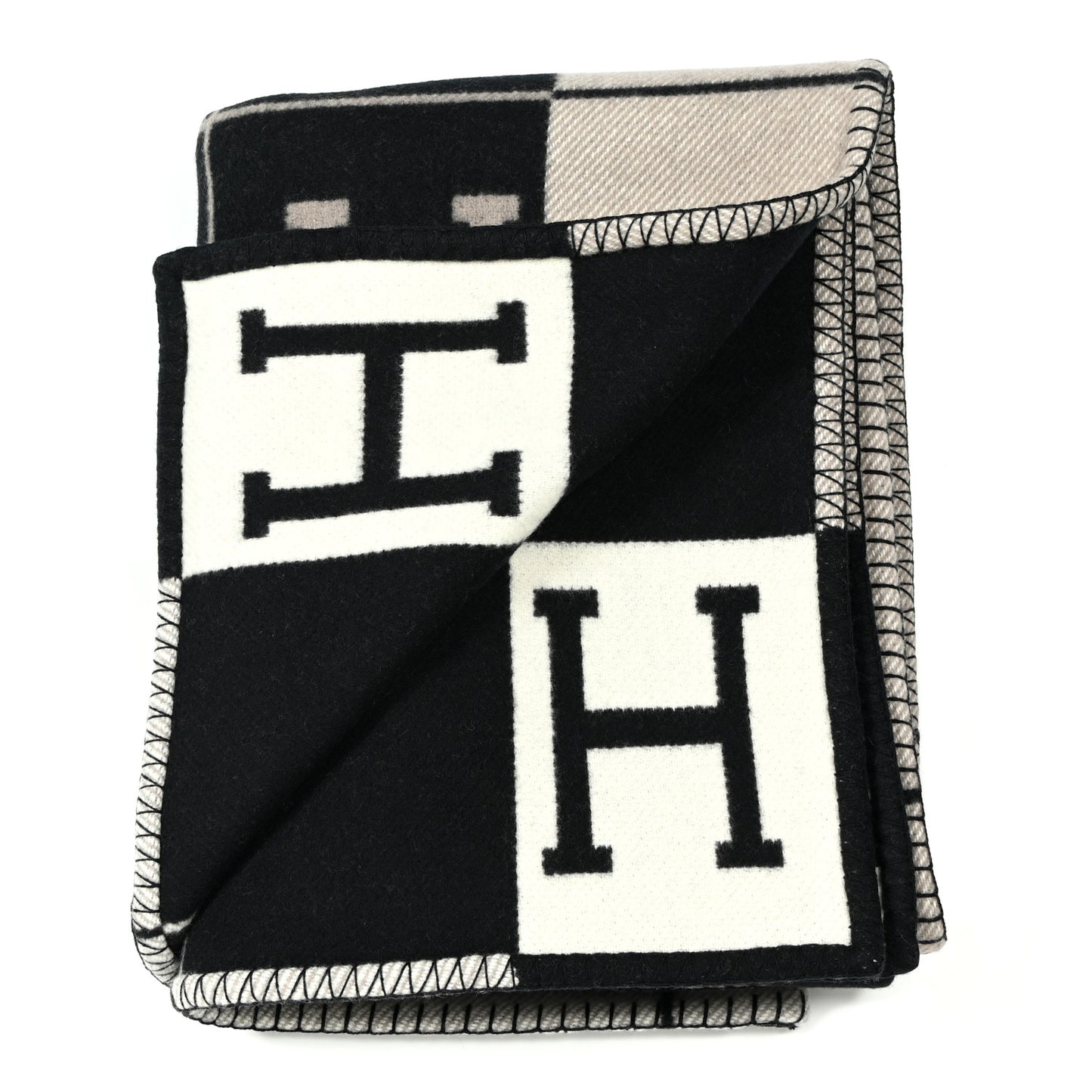 Wool Cashmere Avalon III Blanket Ecru Black