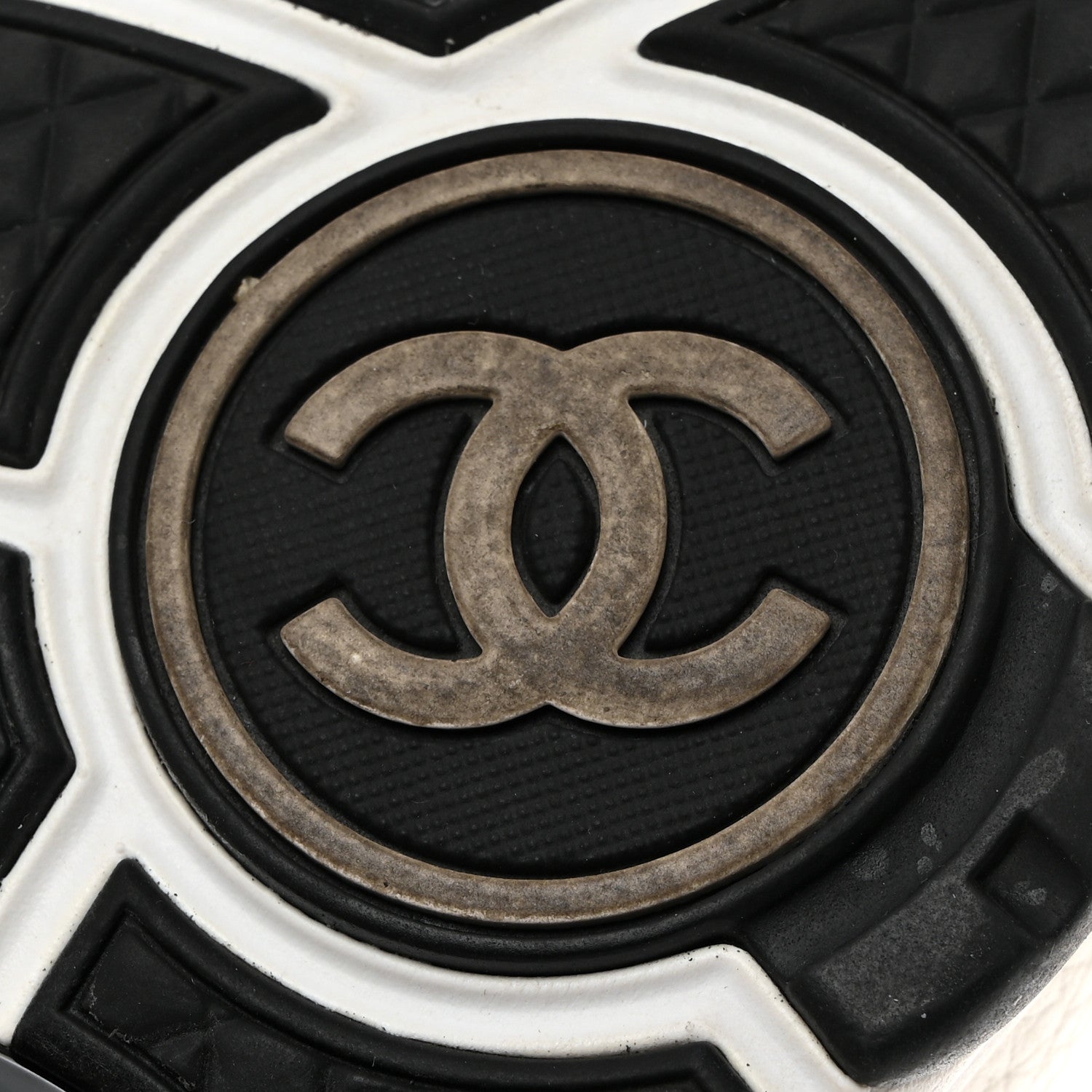 Chanel Mesh Suede Calfskin Grained Calfskin Womens CC Sneakers 36 White Black 8 of 9