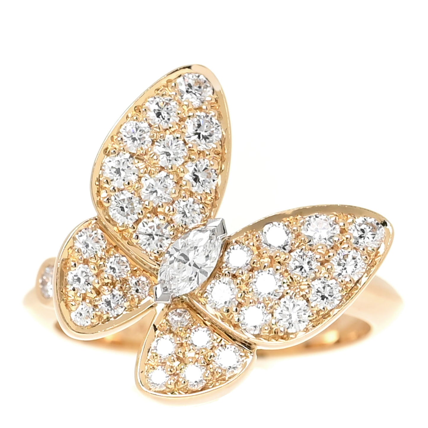 18K Yellow Gold Two Butterfly Ring 52 6