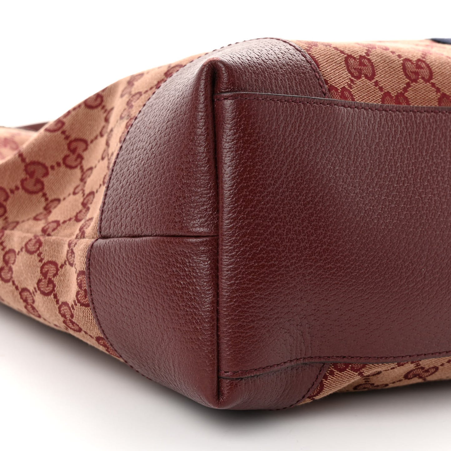 Monogram Textured Dollar Calfskin Web Medium Ophidia Shopping Tote Sahara Rubino Chardonnay