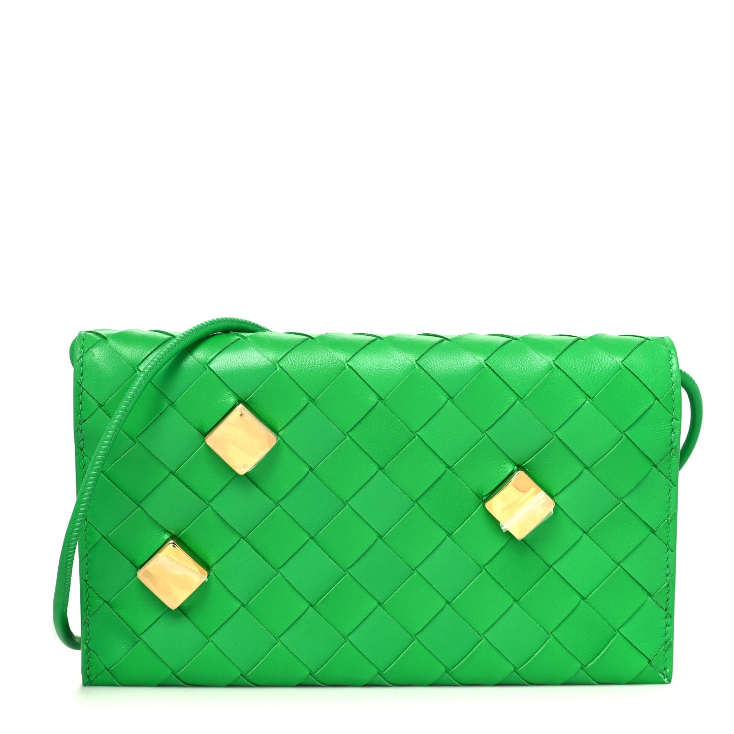 Nappa Intrecciato Studded Wallet On Strap Parakeet
