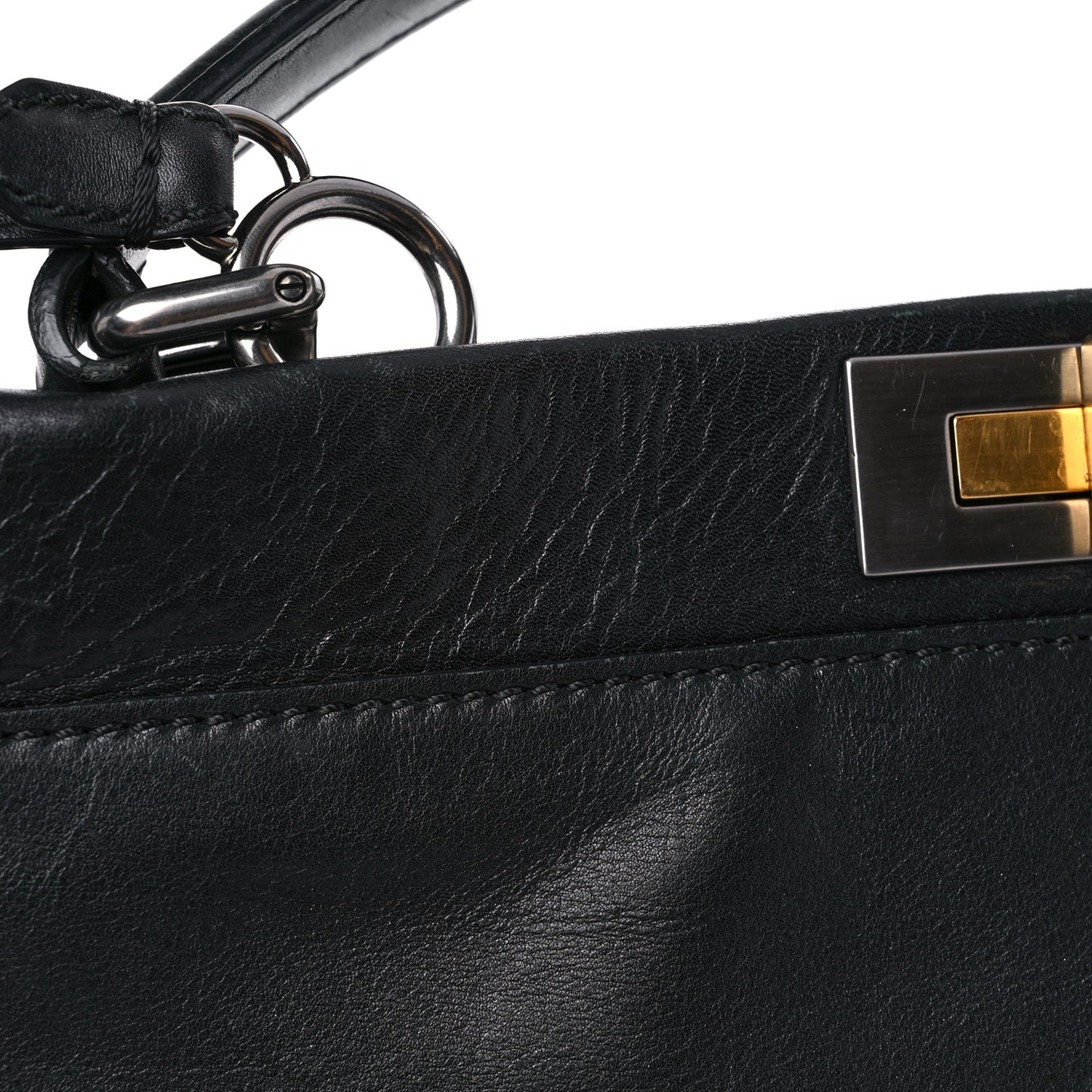Calfskin Calf Hair Leopard Print Large Peekaboo Iconic Satchel Black