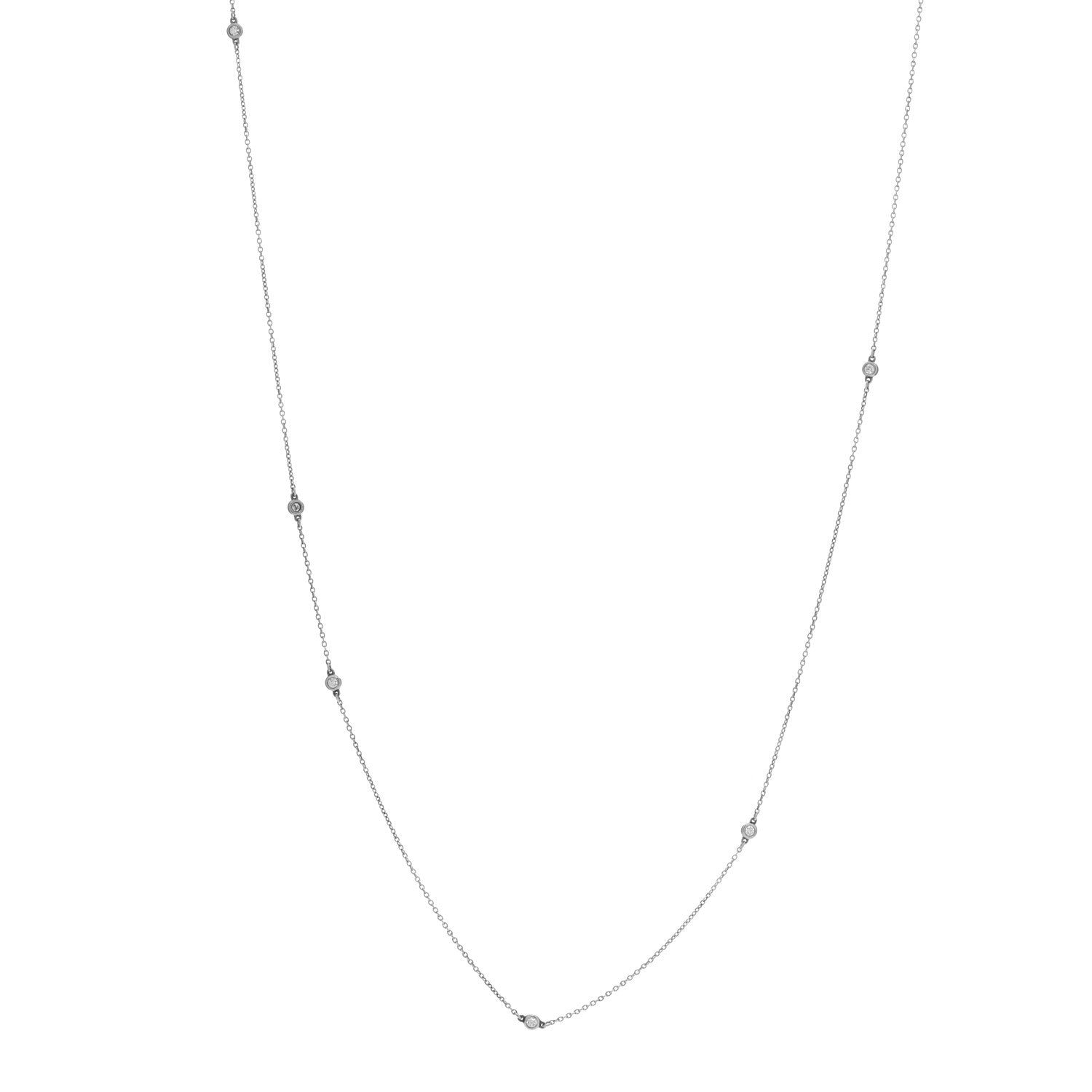 Tiffany Sterling Silver Diamond .25ctw Elsa Peretti Diamonds by the Yard 7 Station Necklace 1 of 4