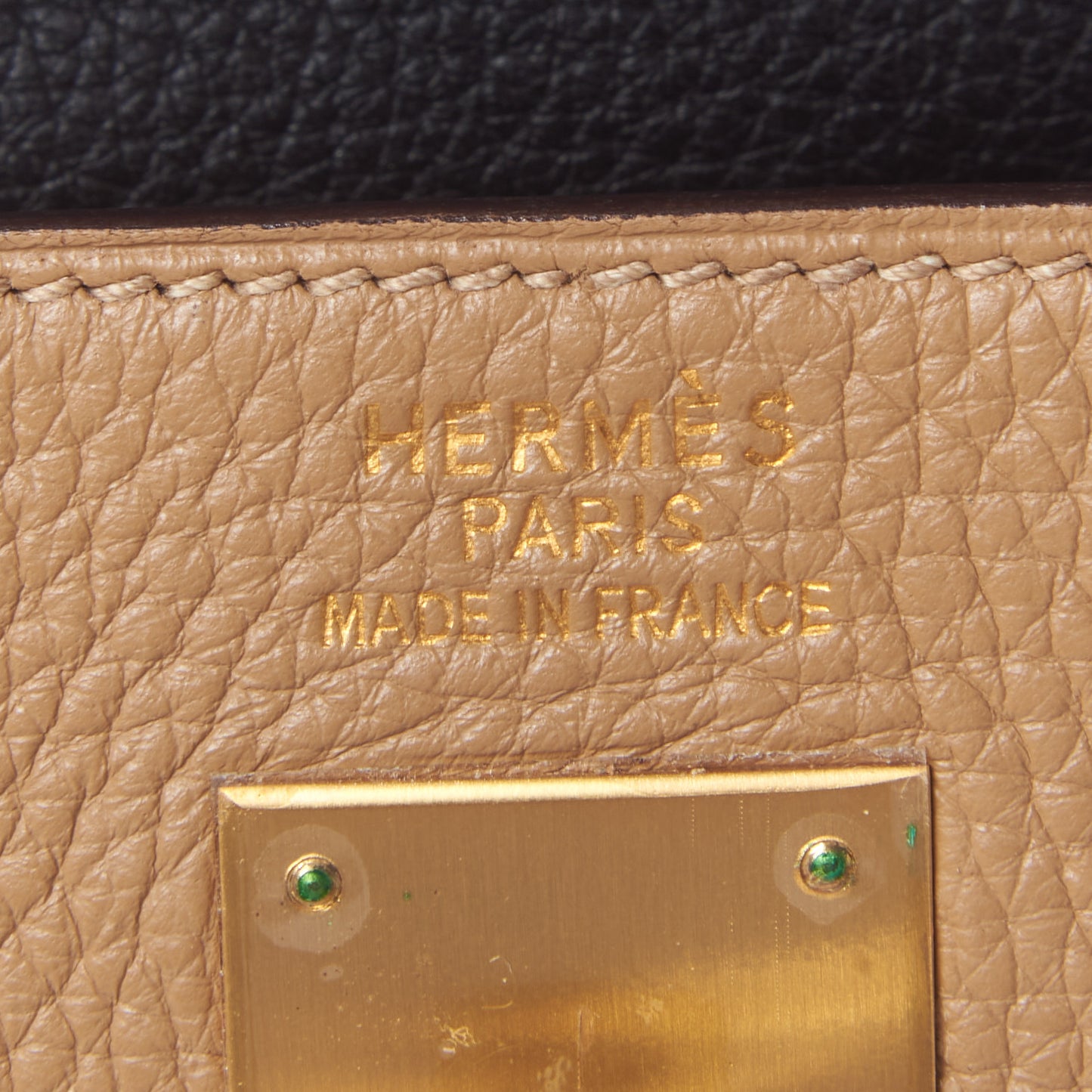 Taurillon Clemence Tri-Color Kelly Retourne 35 Tabac Camel Ebene Parchemin