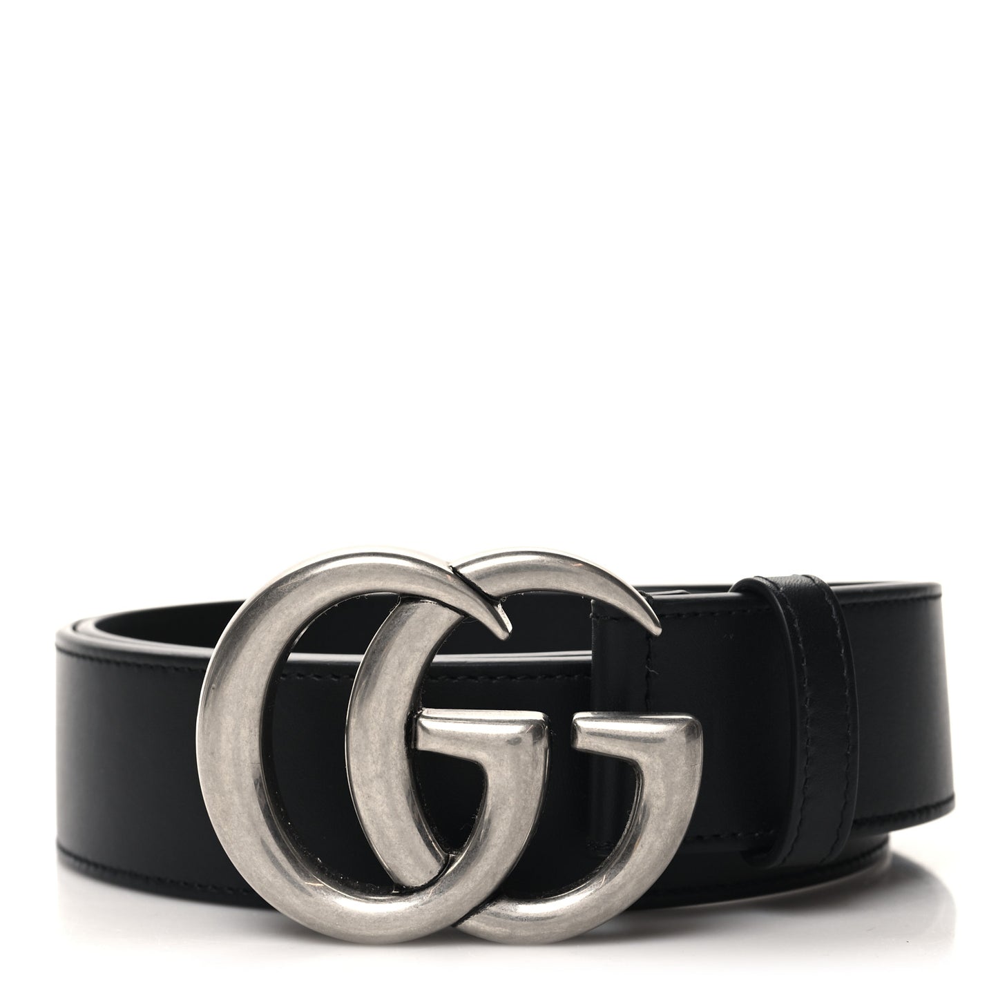 Moon Calfskin Nickel Double G 40mm Belt 80 32 Black