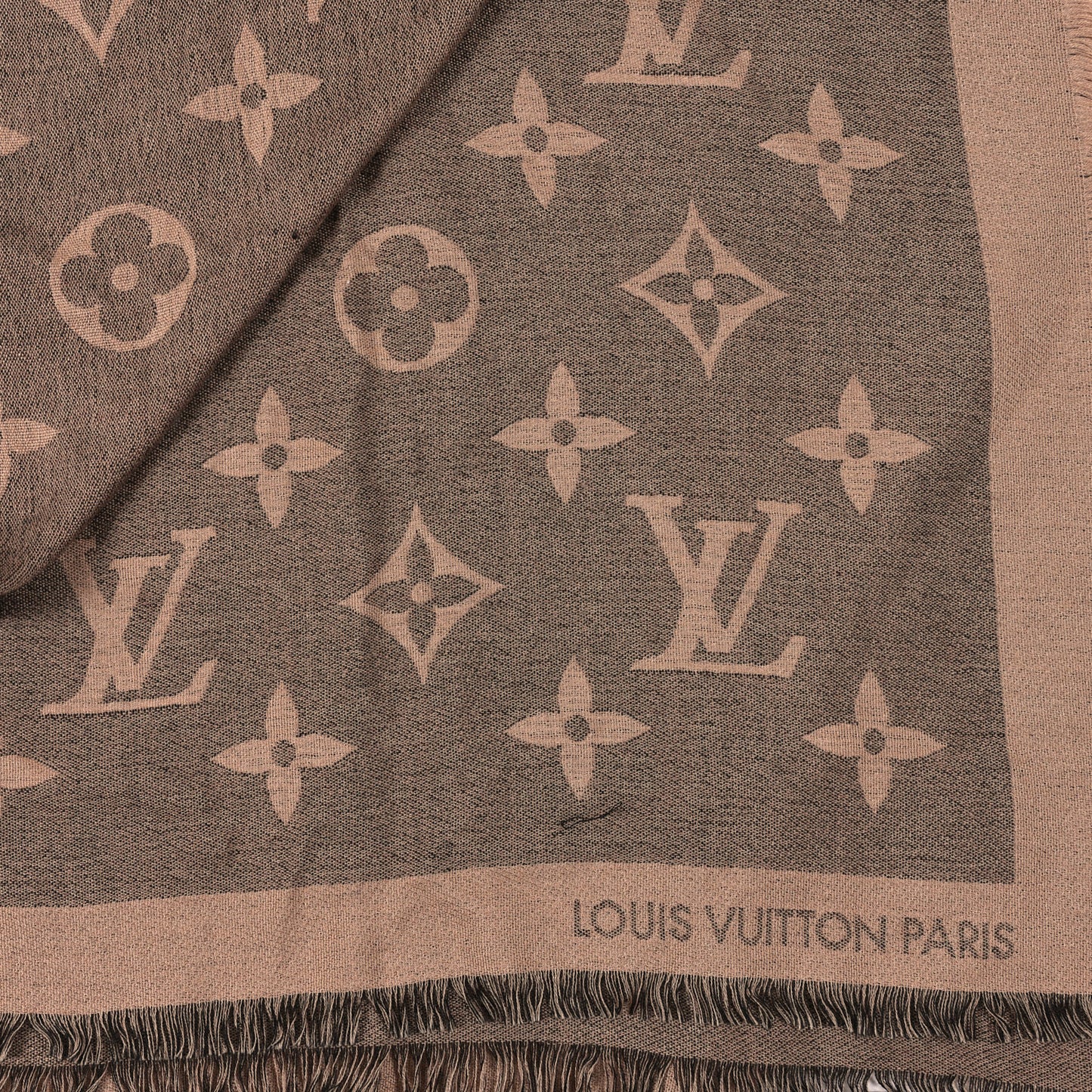 Cashmere Silk Monogram Giant Shawl Beige