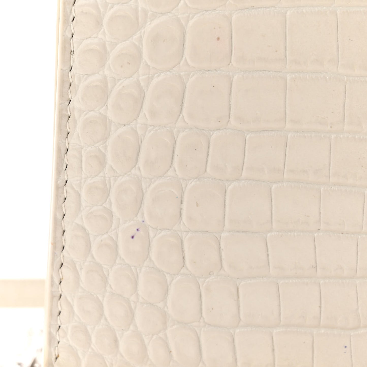 Calfskin Crocodile Embossed Kate Monogram Tassel Chain Wallet Crema Soft