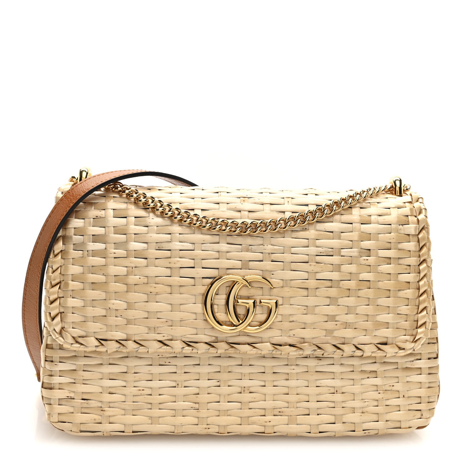 Gucci Glazed Wicker Small Cestino Shoulder Bag Natural 1863916