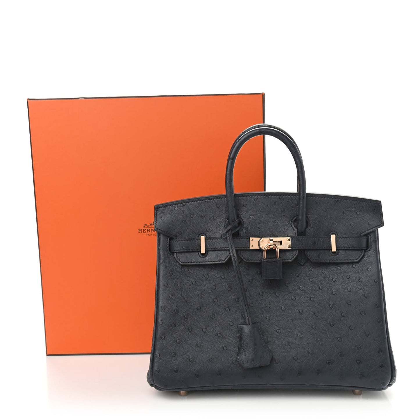 Ostrich Birkin 25 Bleu Indigo