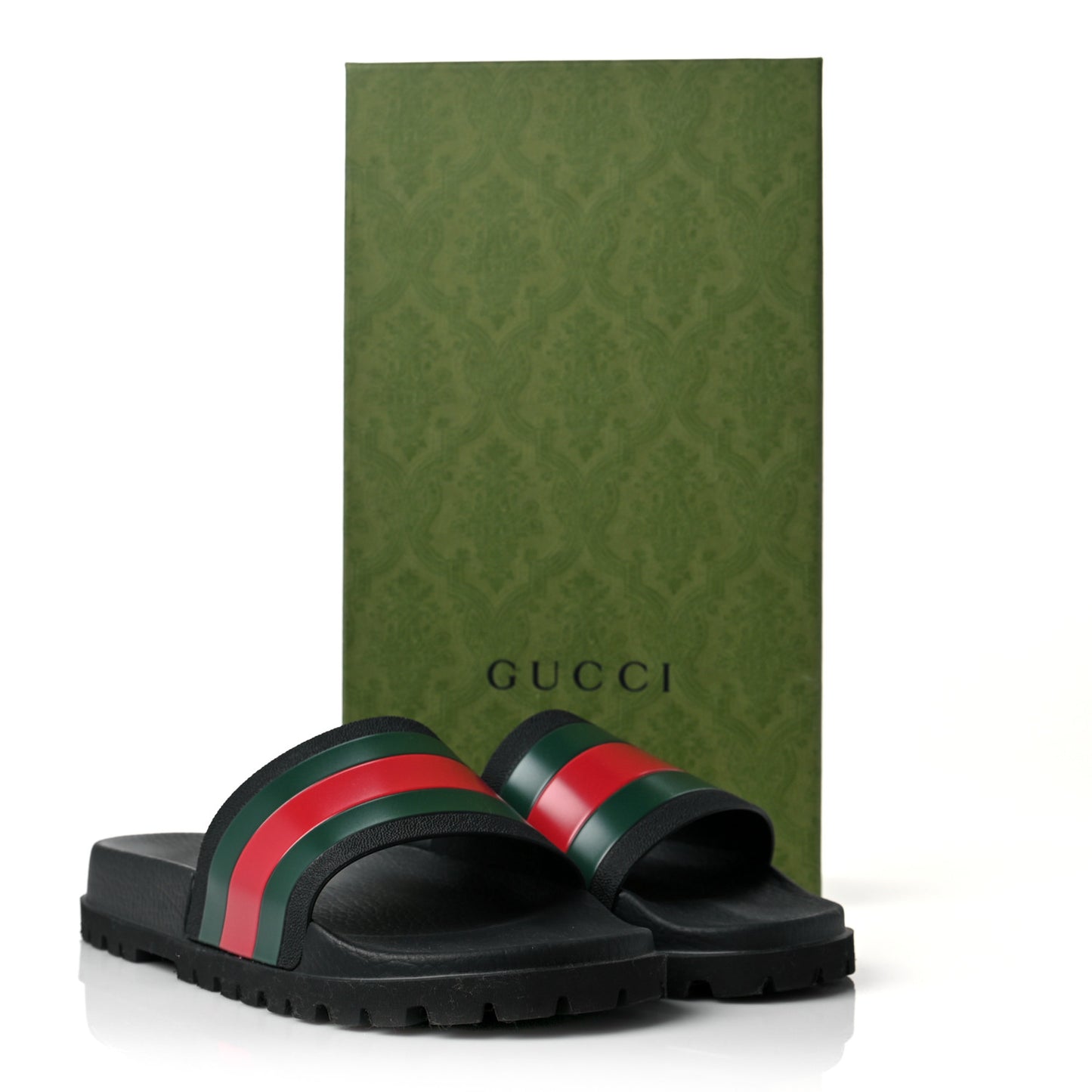 Rubber Web Mens Lug Sole Slide Sandals 9 Black Green Red
