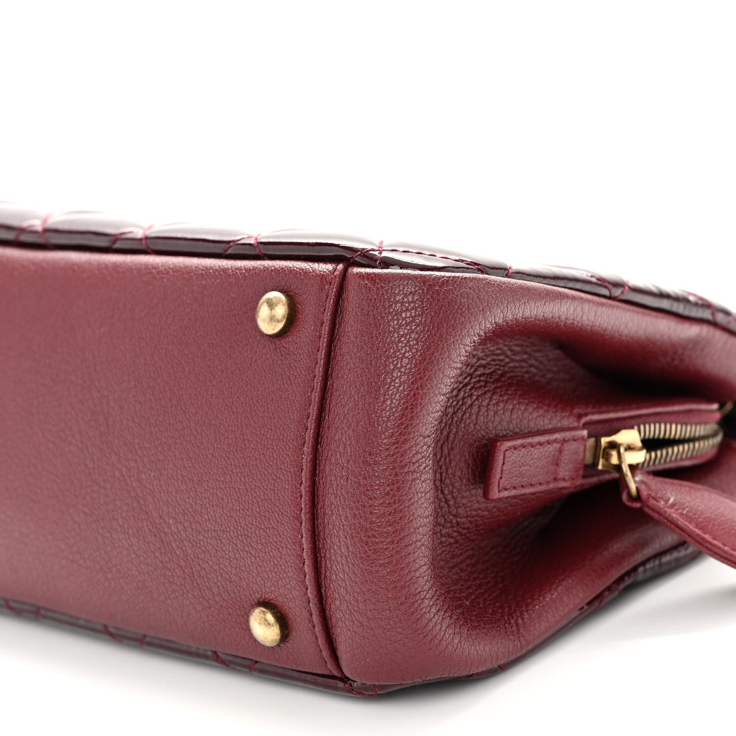 Patent Quilted CC Small Tote Red