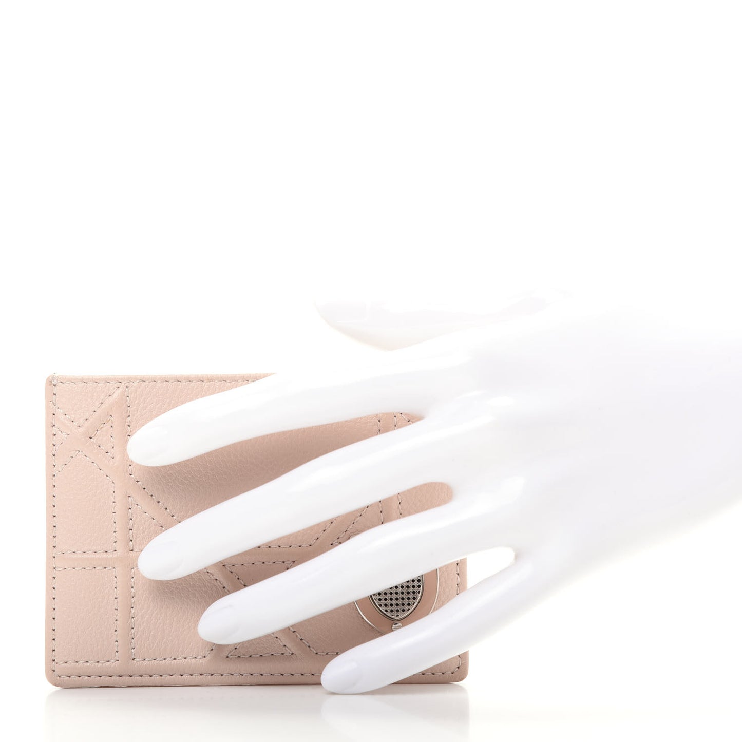 Grained Calfskin Cannage Diorama Card Holder Rose Poudre