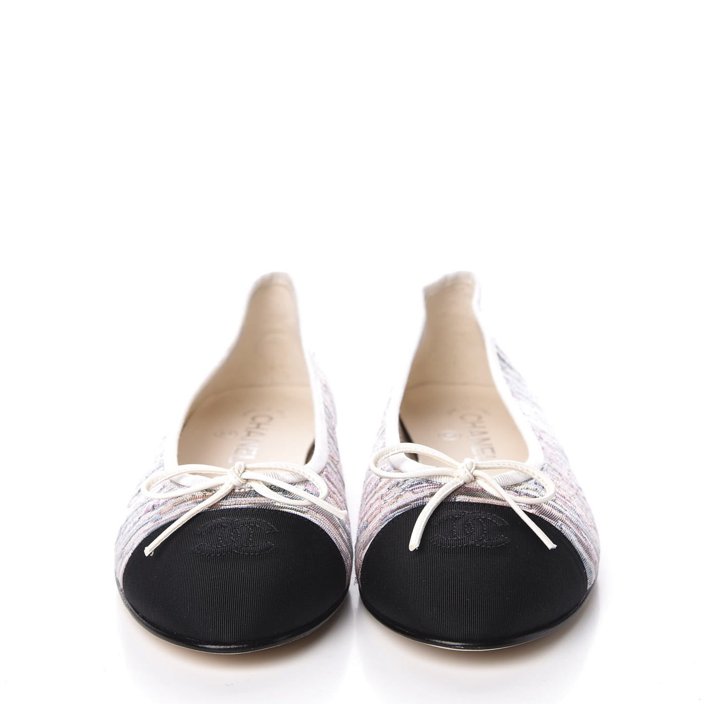 Sequin Grosgrain Cap Toe Ballerina Flats 40.5 Black Multicolor
