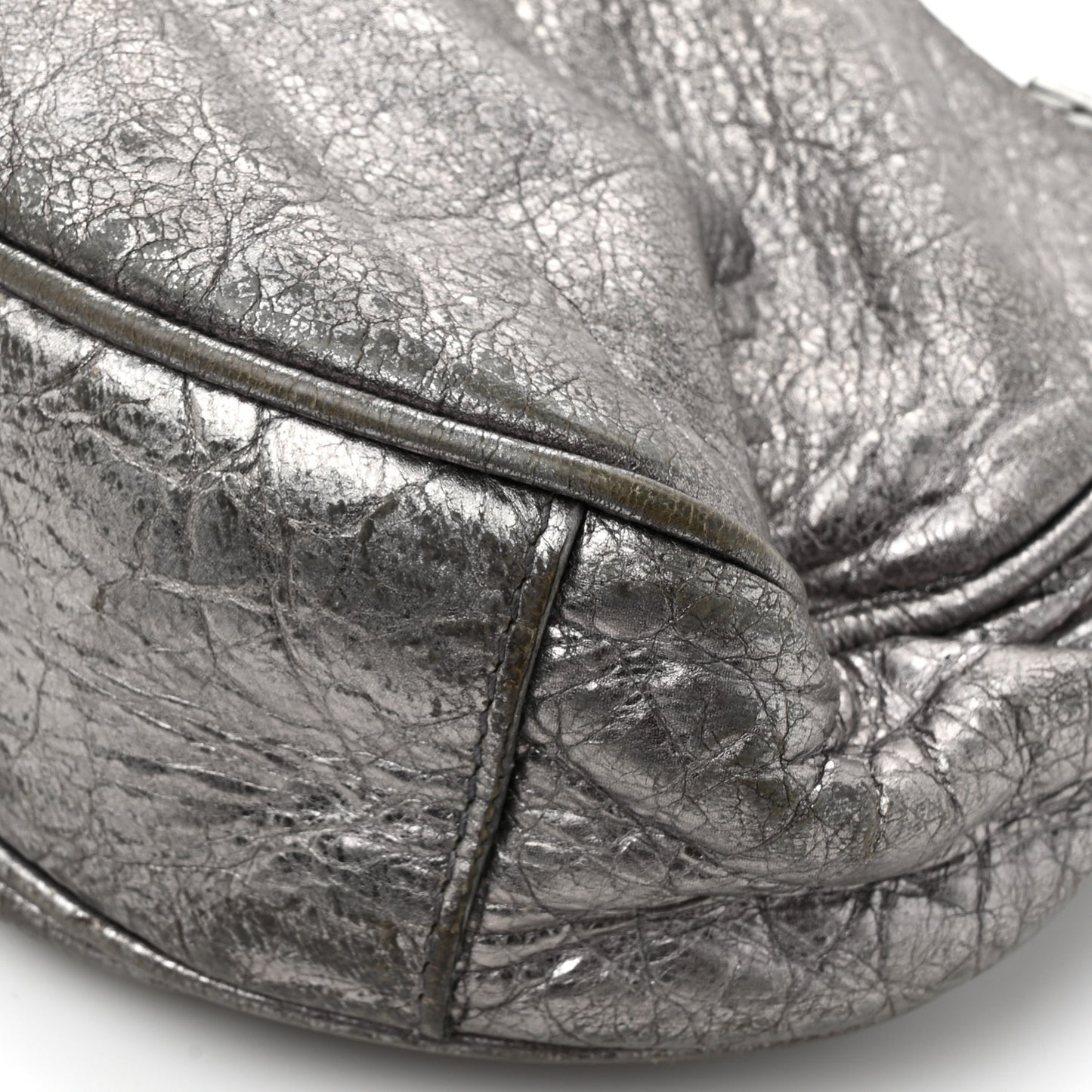 Metallic Agneau Arena Le Cagole Shoulder Bag XS Silver