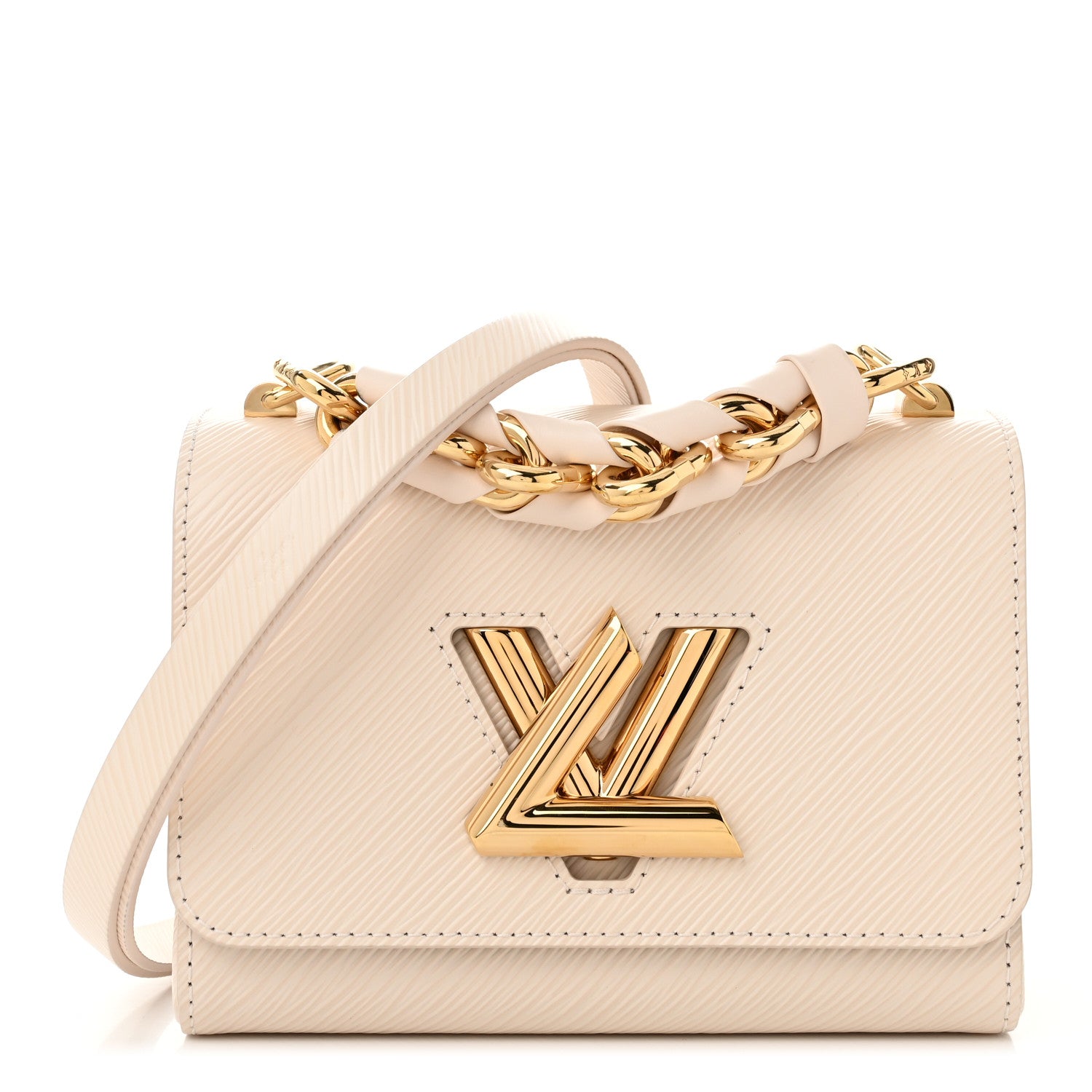 Louis Vuitton Epi Twist Braided Chain Shoulder Bag PM Quartz White