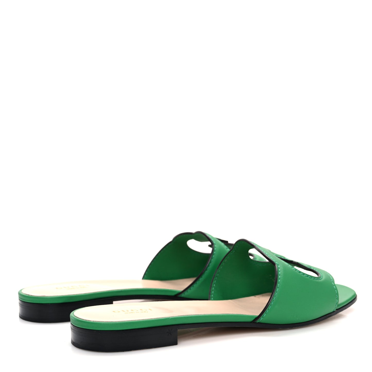 Cosmos Softy Calfskin Interlocking G Cut Out Slide Sandals 39 New Shamarock