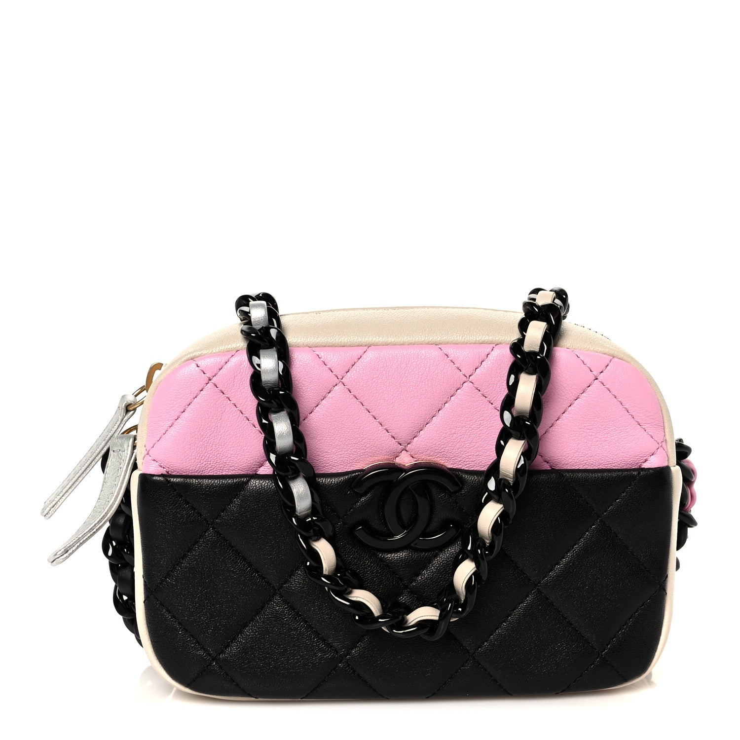 Chanel Shiny Lambskin Monochrome Chain Mini Camera Case Bag Pink