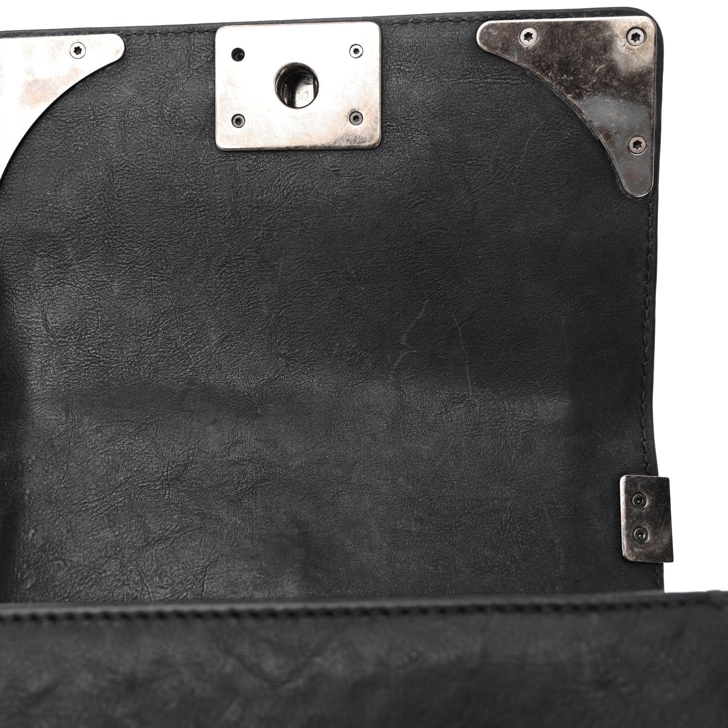 Calfskin Quilted Embellished Metal Small Boy Flap Black