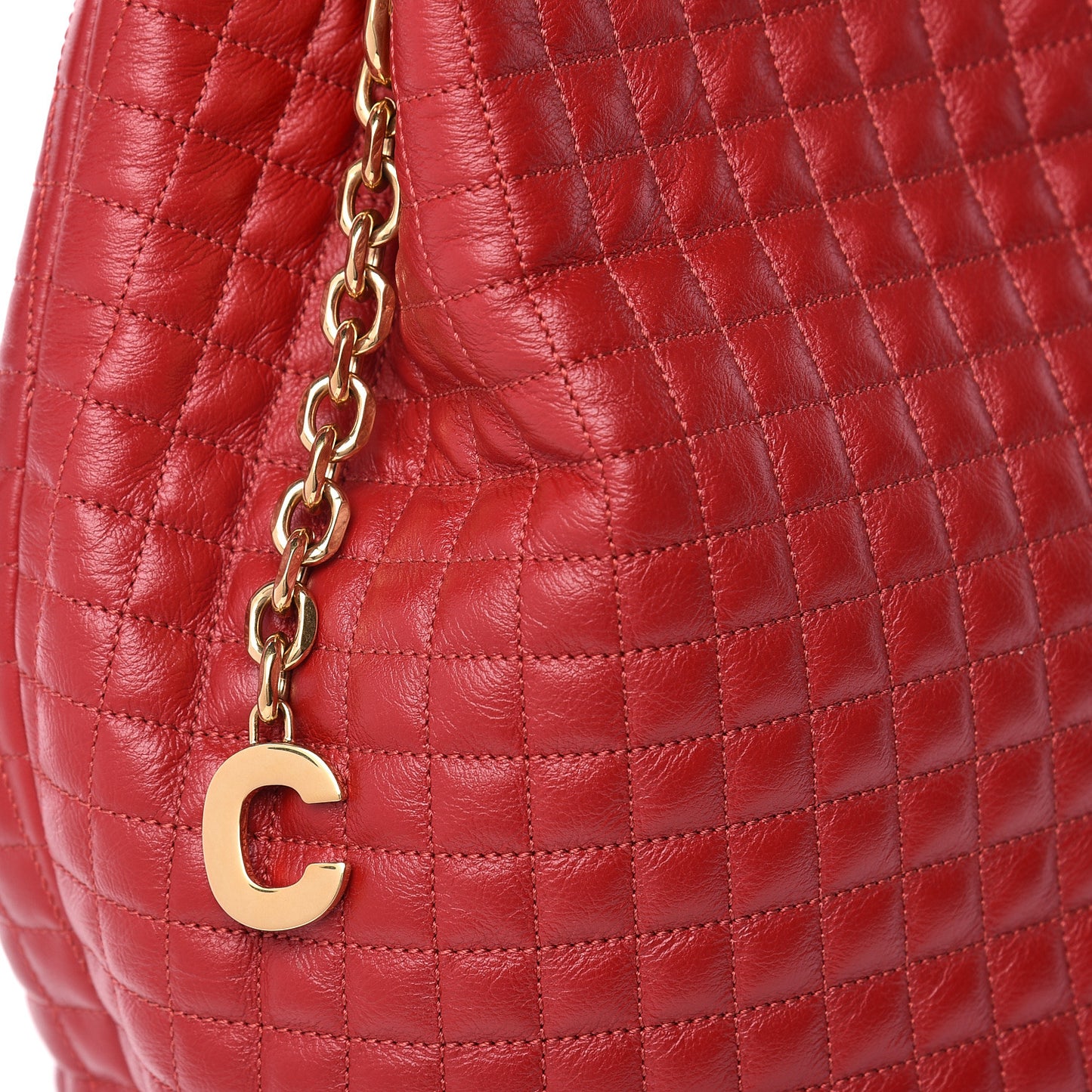 Calfskin Quilted Small C Backpack Red