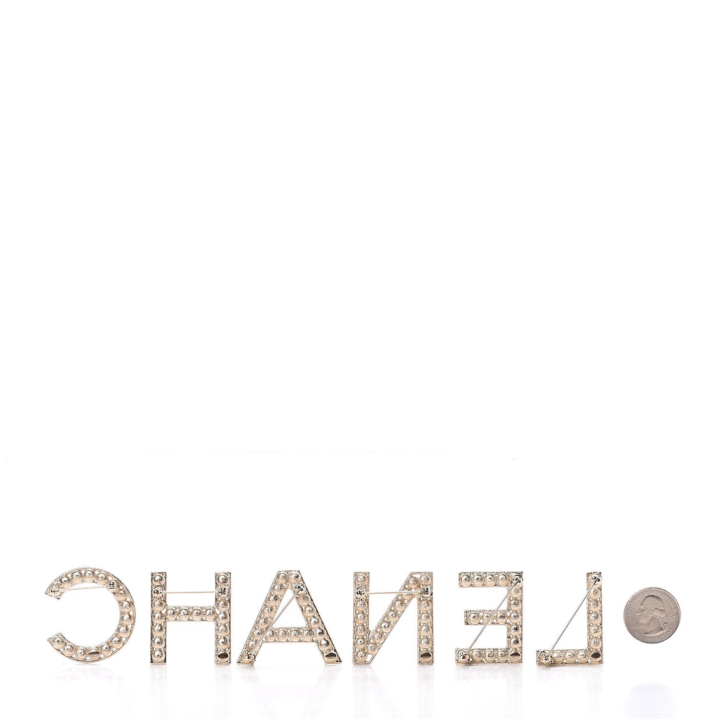 Crystal Cha-Nel Logo Brooch Set Gold