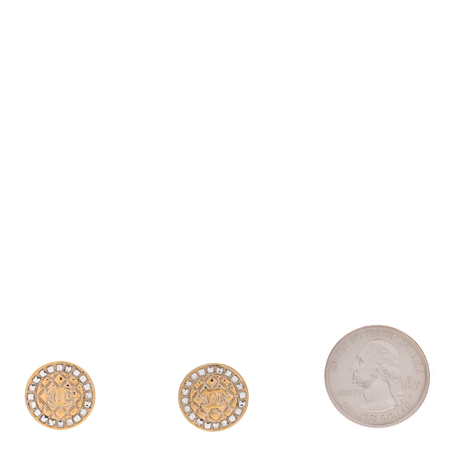 Chanel CC Crystal Button Earrings Gold 2 of 5