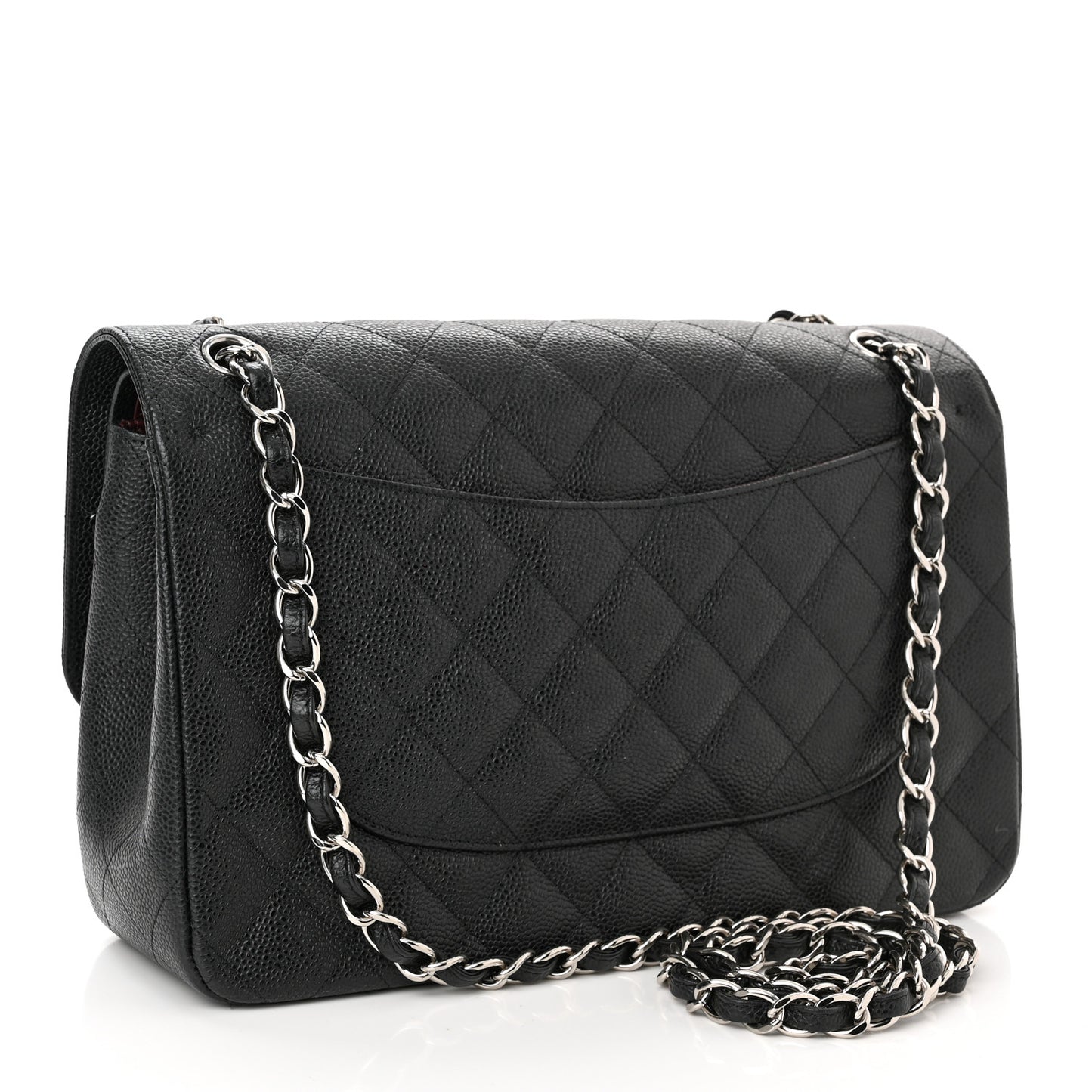 Caviar Quilted Jumbo Double Flap Black