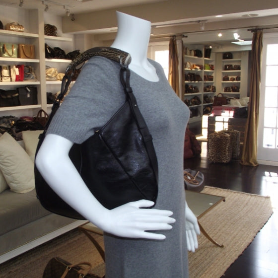 Saint Laurent Leather Mombasa Shoulder Bag Black 2 of 8