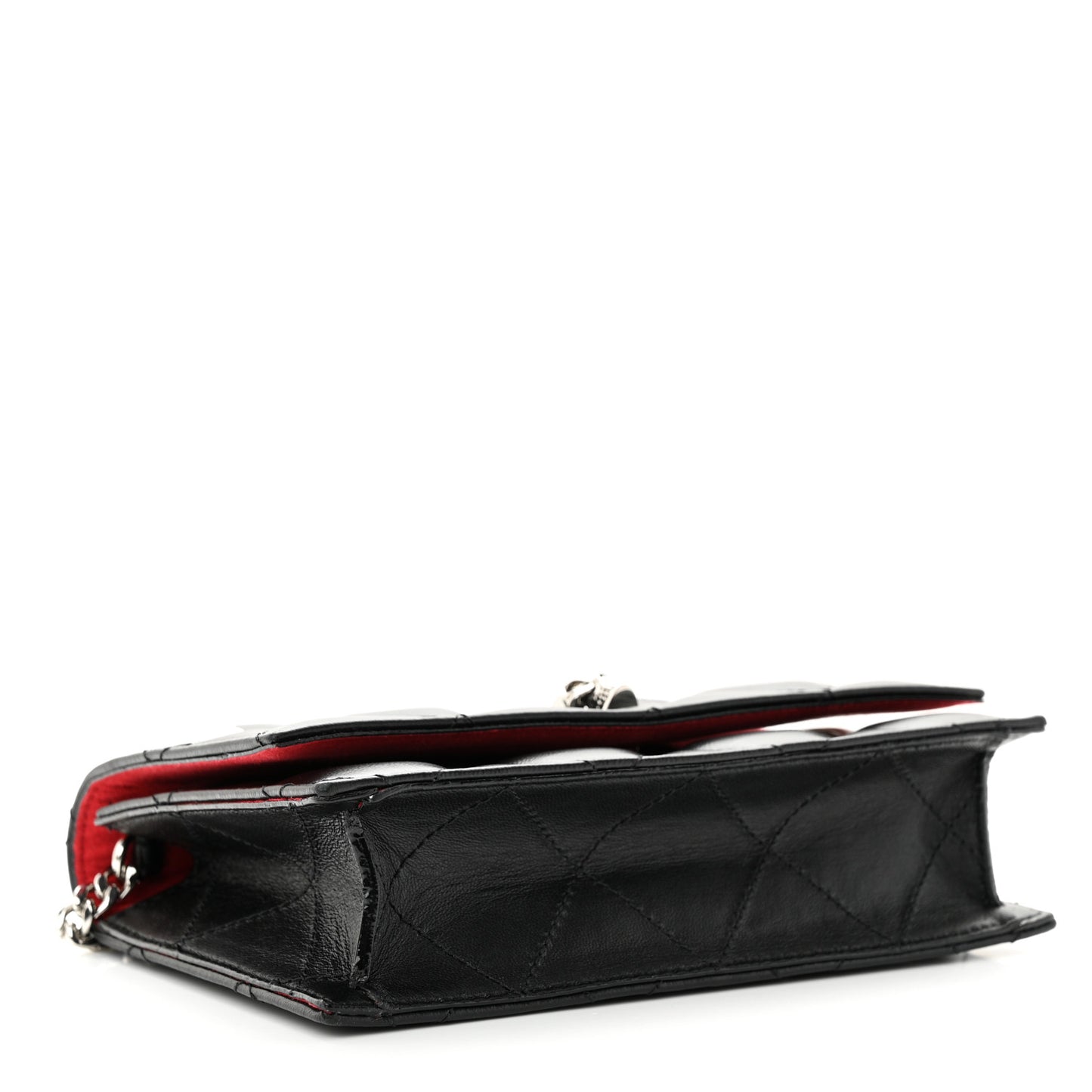 Calfskin Quilted Graffiti Skull Small Chain Crossbody Bag Black